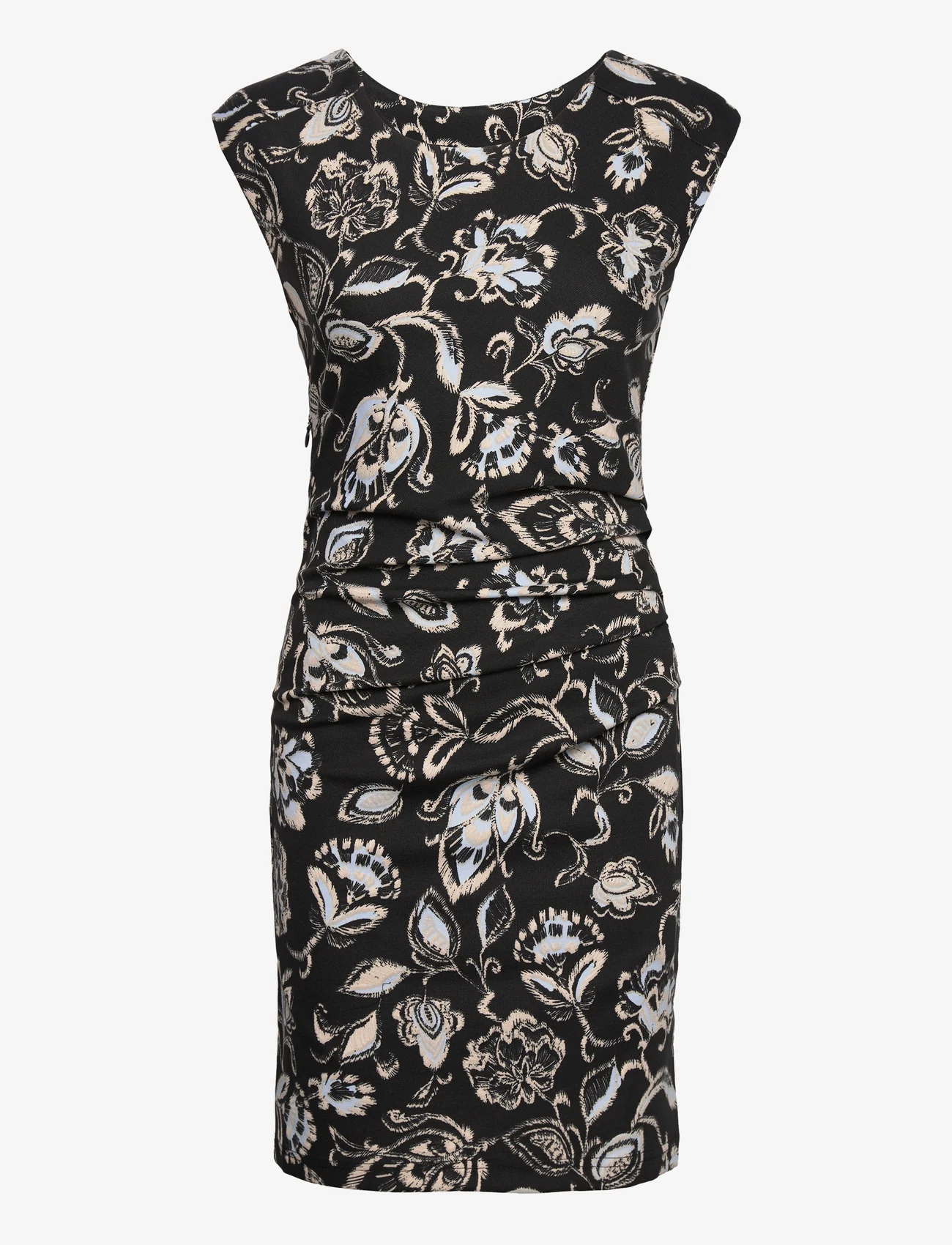 Kaffe - KAirma India Dress - sukienki dopasowane - black/windsurfer/gray print - 0
