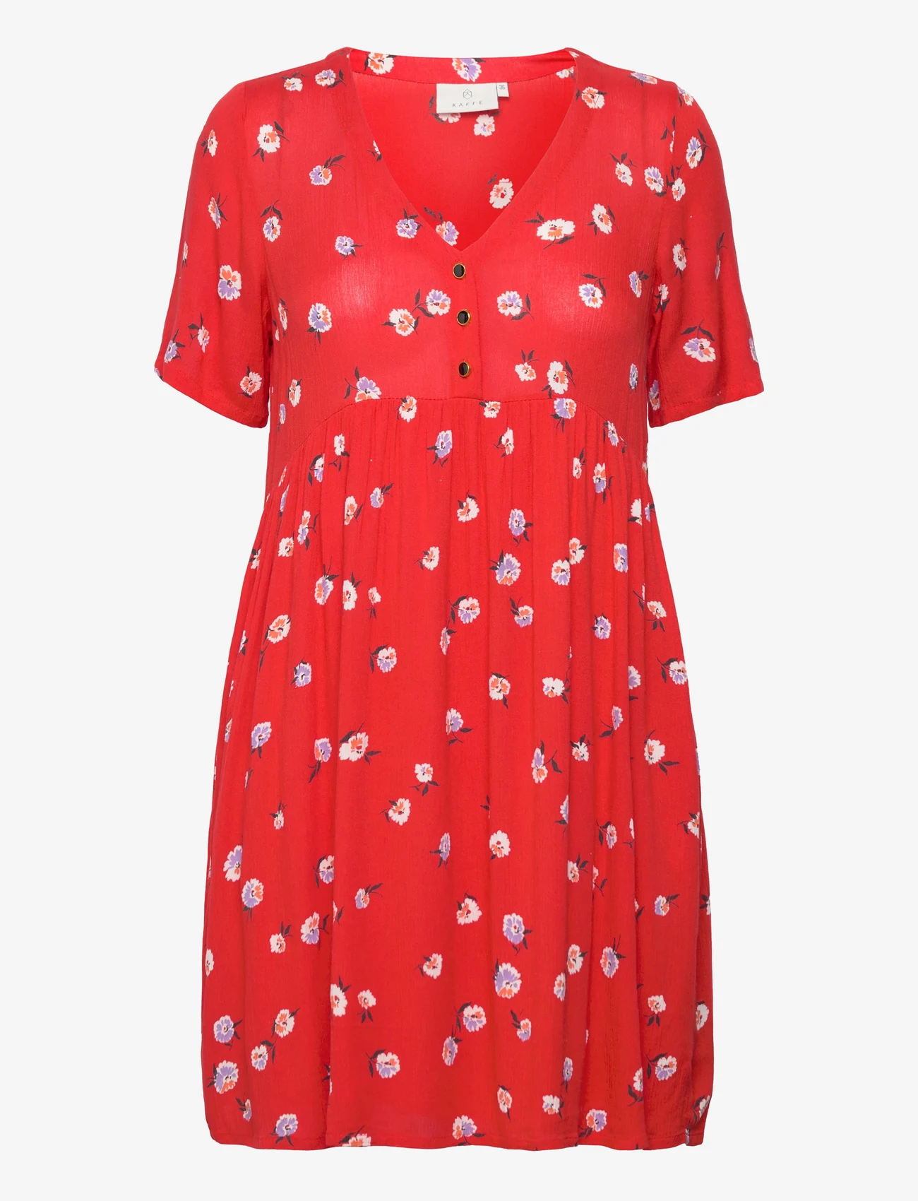 Kaffe - KAtara Short Dress - sommerkleider - fiery red flower print - 0