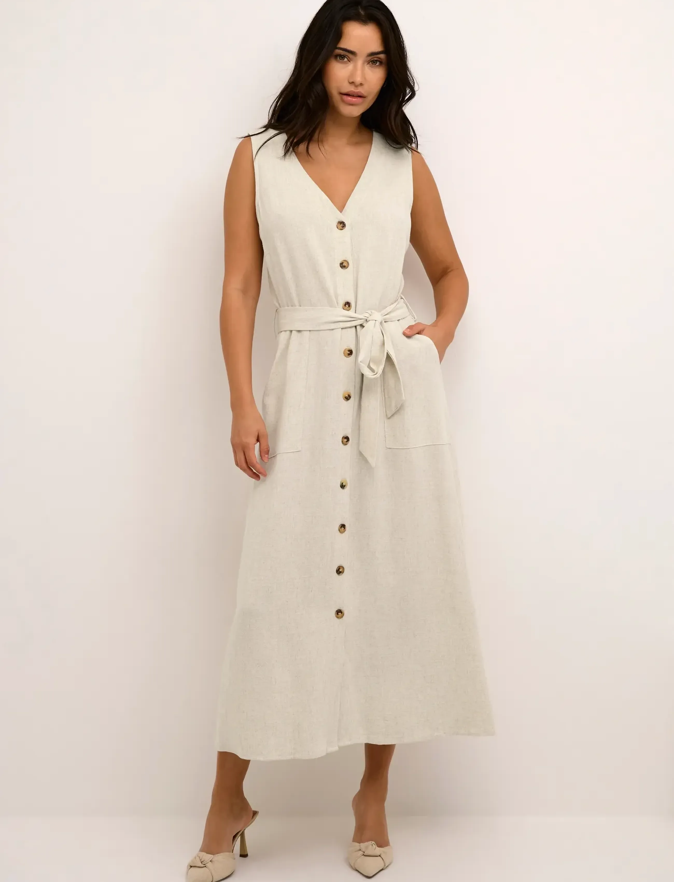 Kaffe - KAliny Sleeveless Dress - sommerkleider - light sand linen - 3
