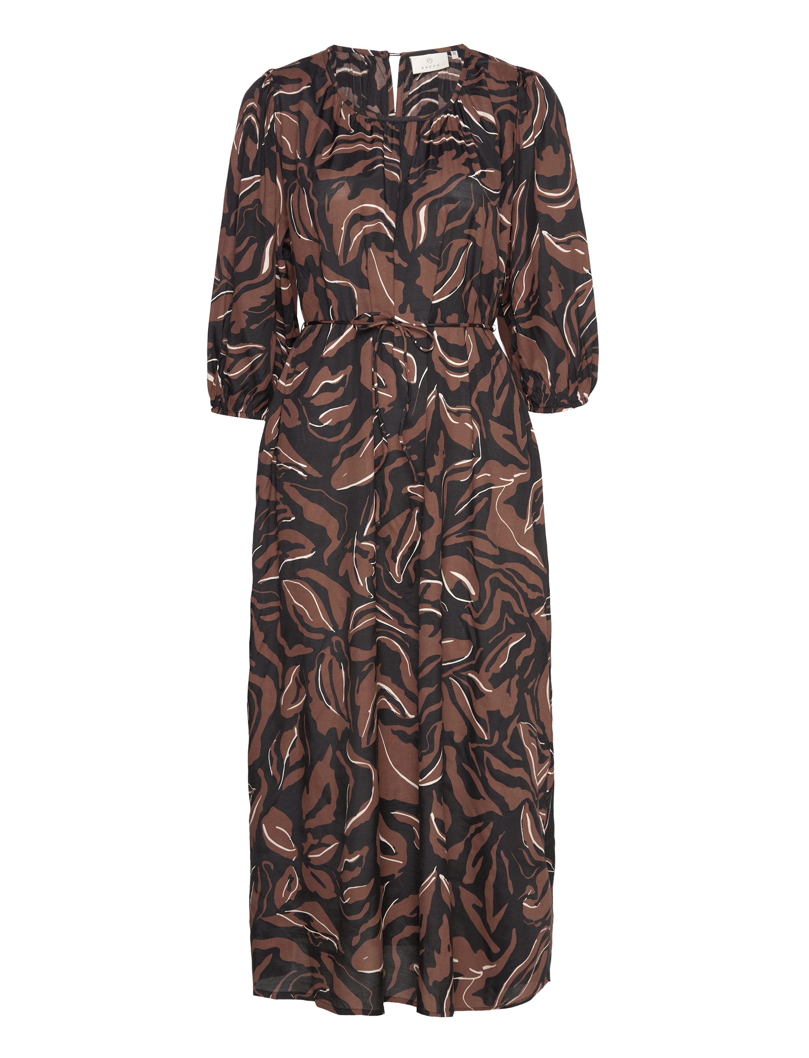 Kaffe KAdorita Dress - Klänningar - BLACK/SOFT SILT LEAF PRINT / brown