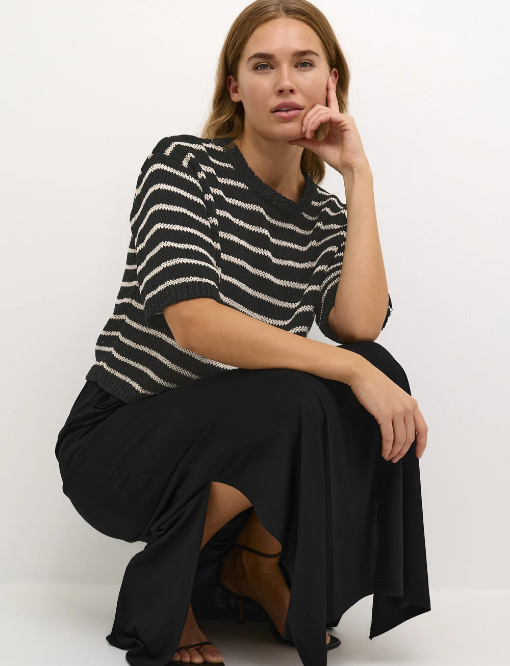 Kaffe - KAysabel Knit Pullover - pullover - black/antique white stripe - 5