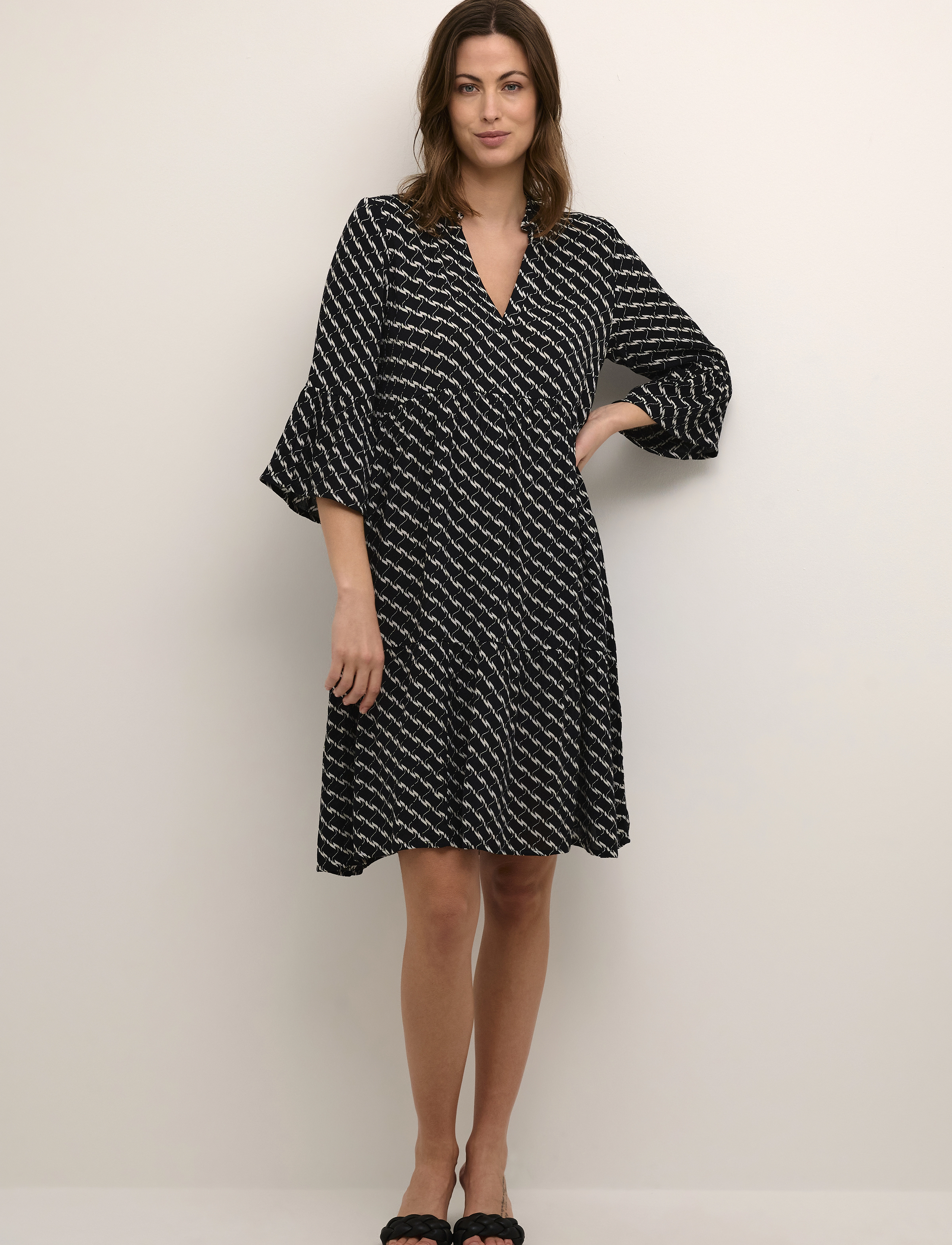 Kaffe - KAmarita Amber Dress - skjortekjoler - black/chalk graphic print - 3