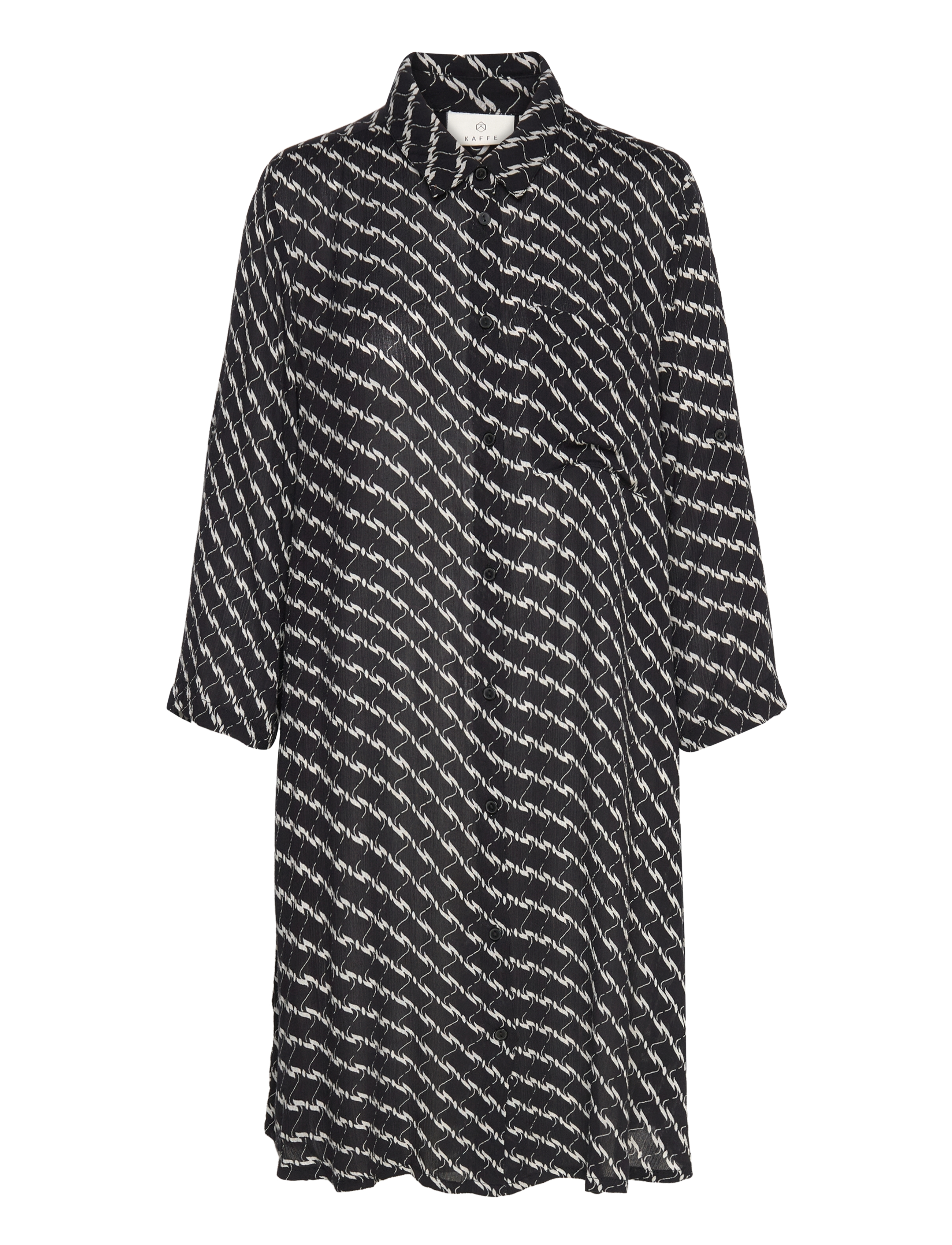 Kaffe KAmarita Amber Shirt Dress - Kjoler - BLACK/CHALK GRAPHIC PRINT / black