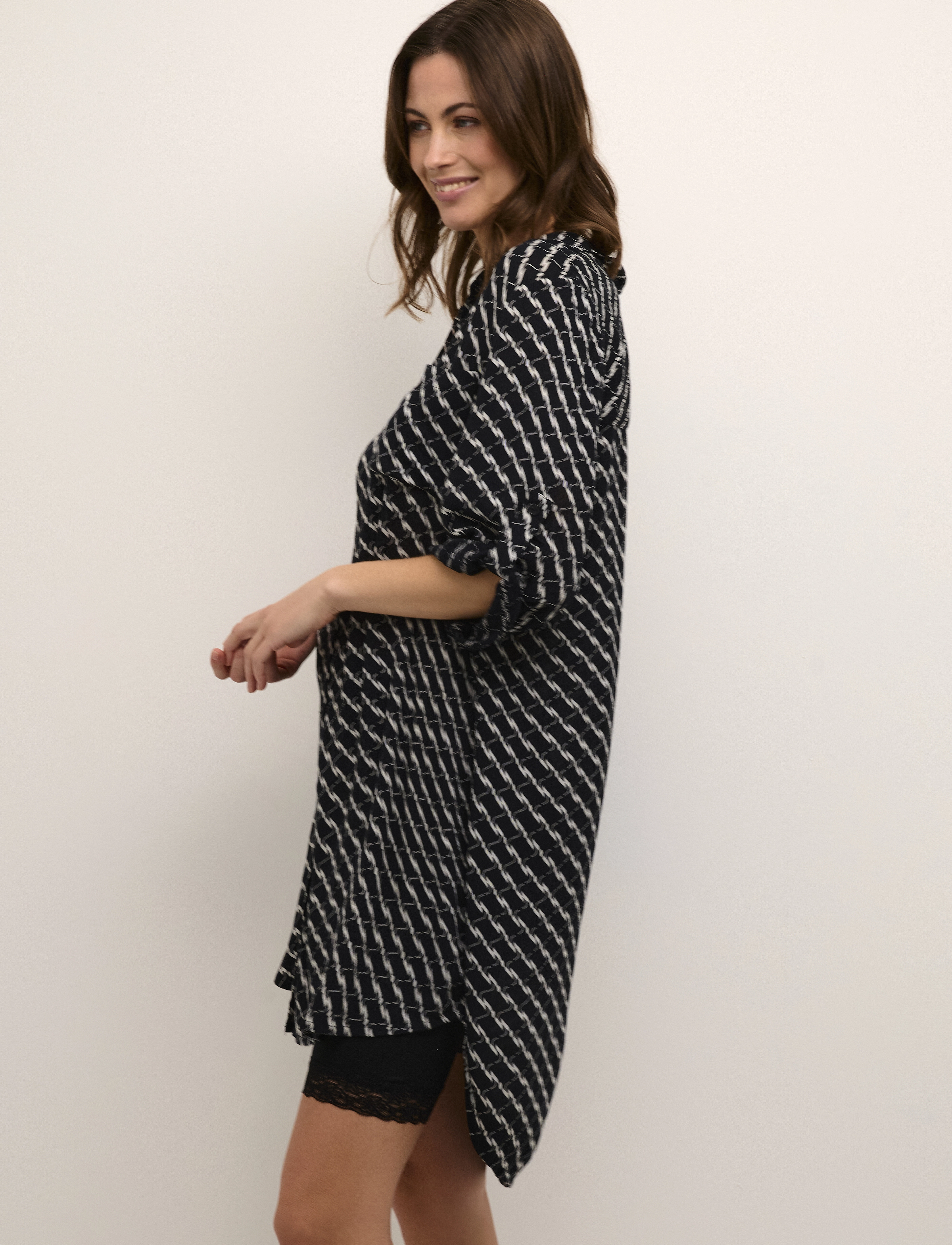 Kaffe Kamarita Amber Shirt Dress, Kvinder, Leopard Print Skjortekjole, Sort, Str: 34