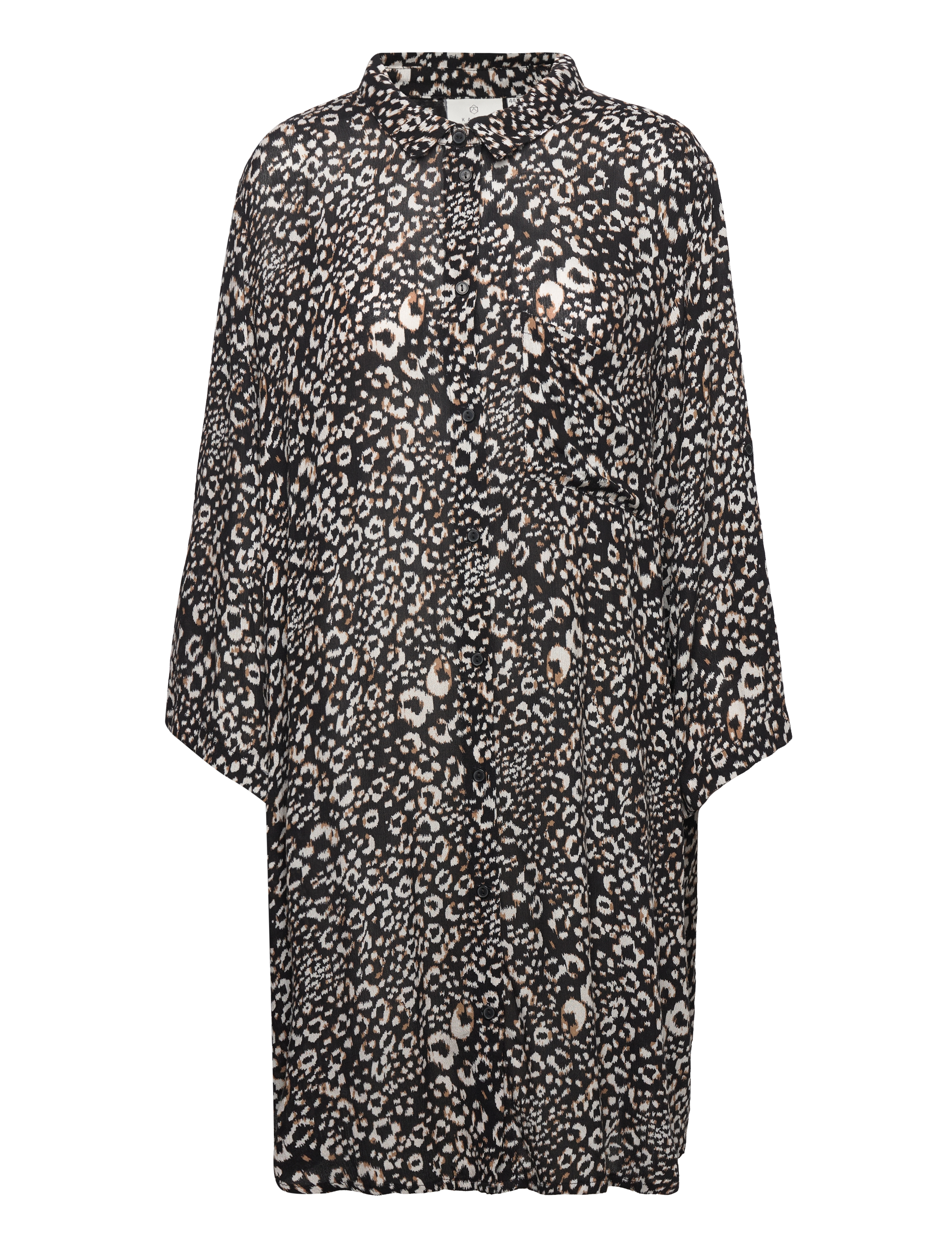 Kaffe KAmarita Amber Shirt Dress -  - BLACK/CHALK LEO PRINT / black