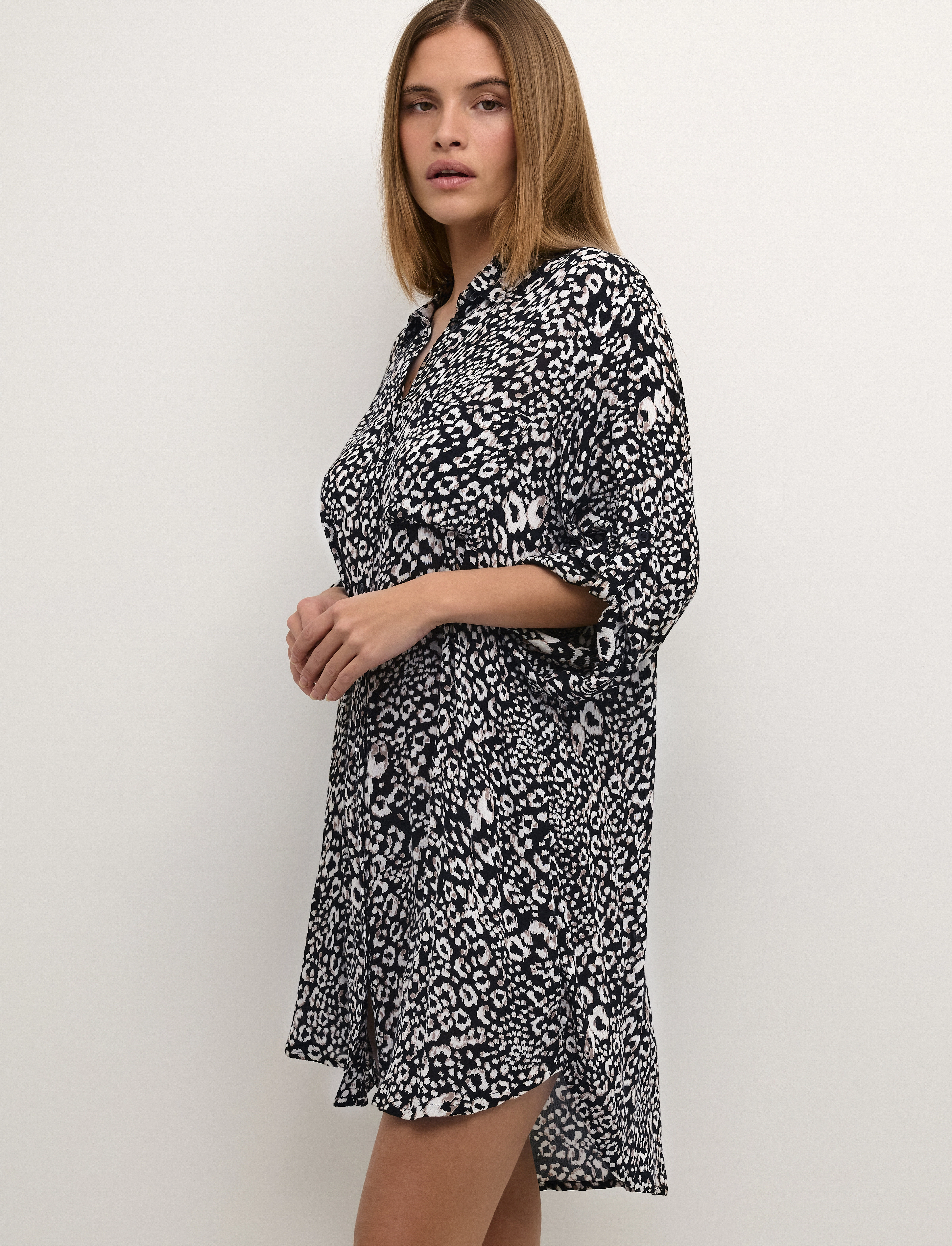 Kaffe Kamarita Amber Shirt Dress, 34, Dresses, Schwarz - Knee-length & Midi, Frauen