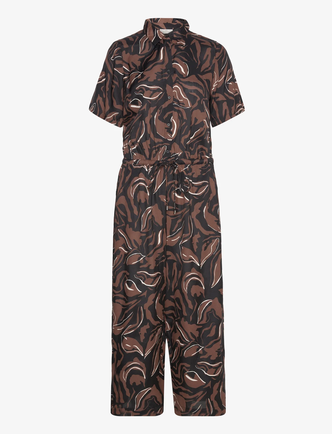 Kaffe - KAdorita Jumpsuit - plus size & curvy - black/soft silt leaf print - 0