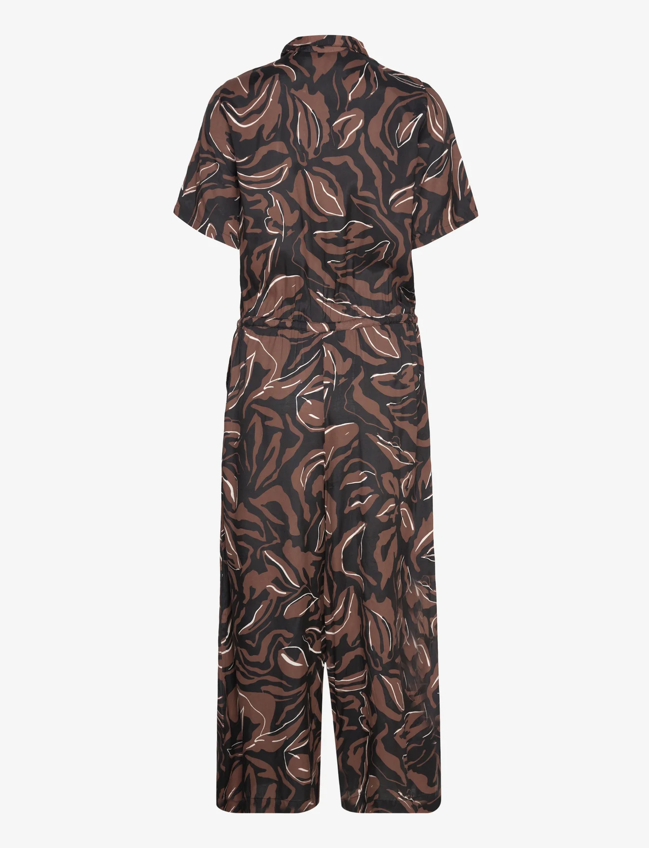 Kaffe - KAdorita Jumpsuit - plus size & curvy - black/soft silt leaf print - 1