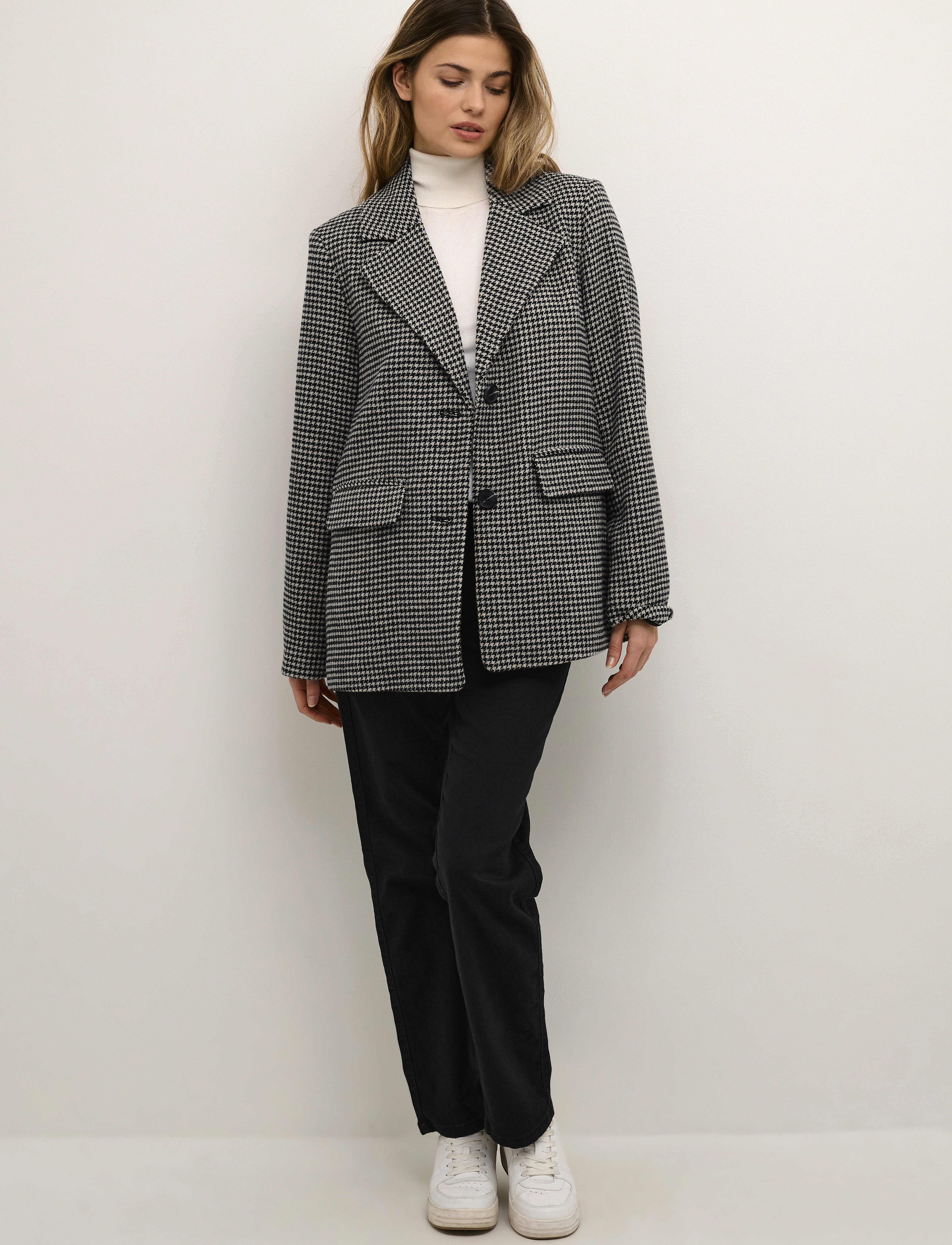 Kaffe - KAgerly Blazer Coat - black/ beige mini check - 3