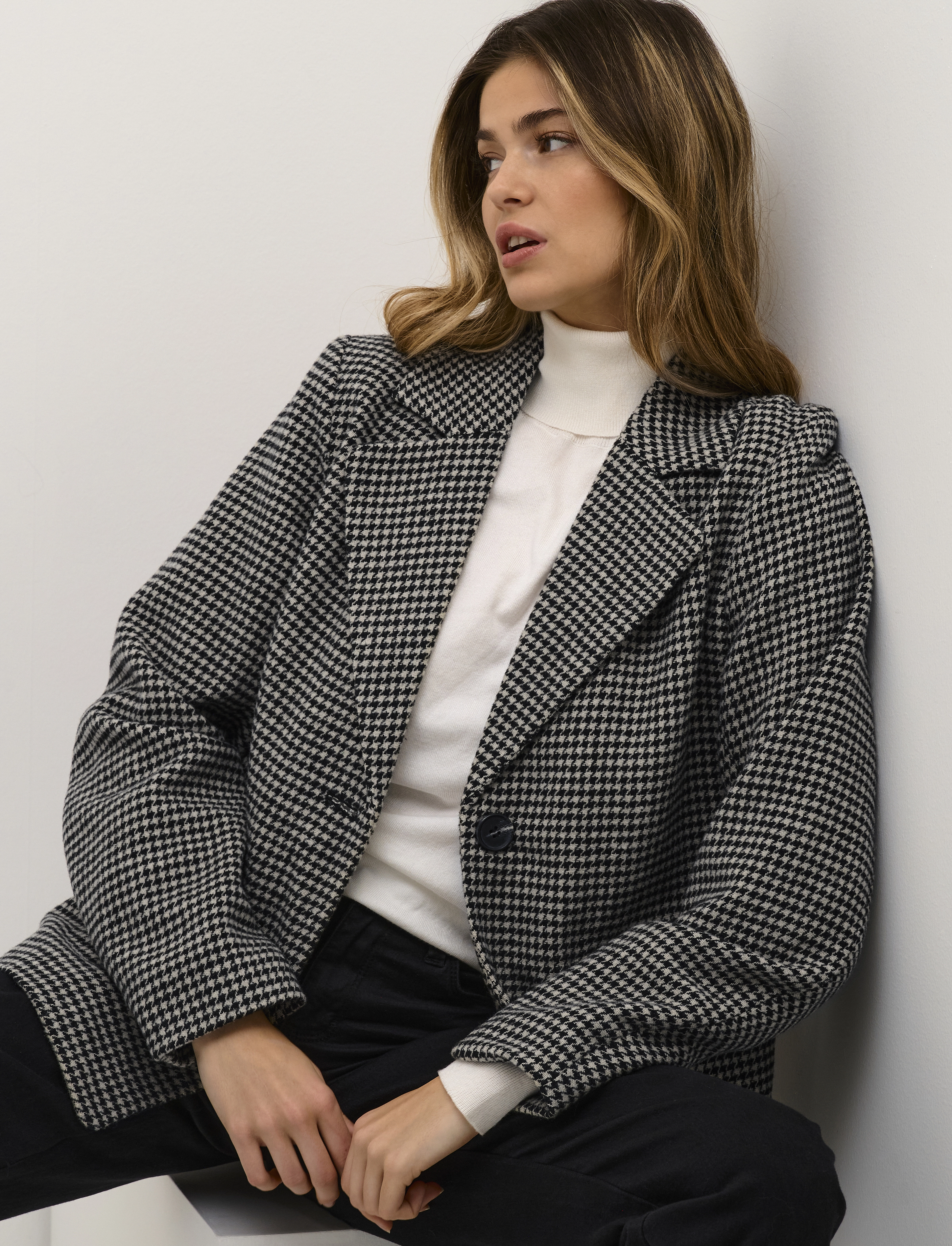 Kaffe - KAgerly Blazer Coat - black/ beige mini check - 5