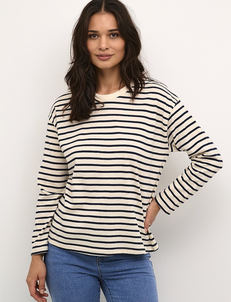 Kaffe - KAwinny LS T-Shirt - antique white/midnight stripe - 0
