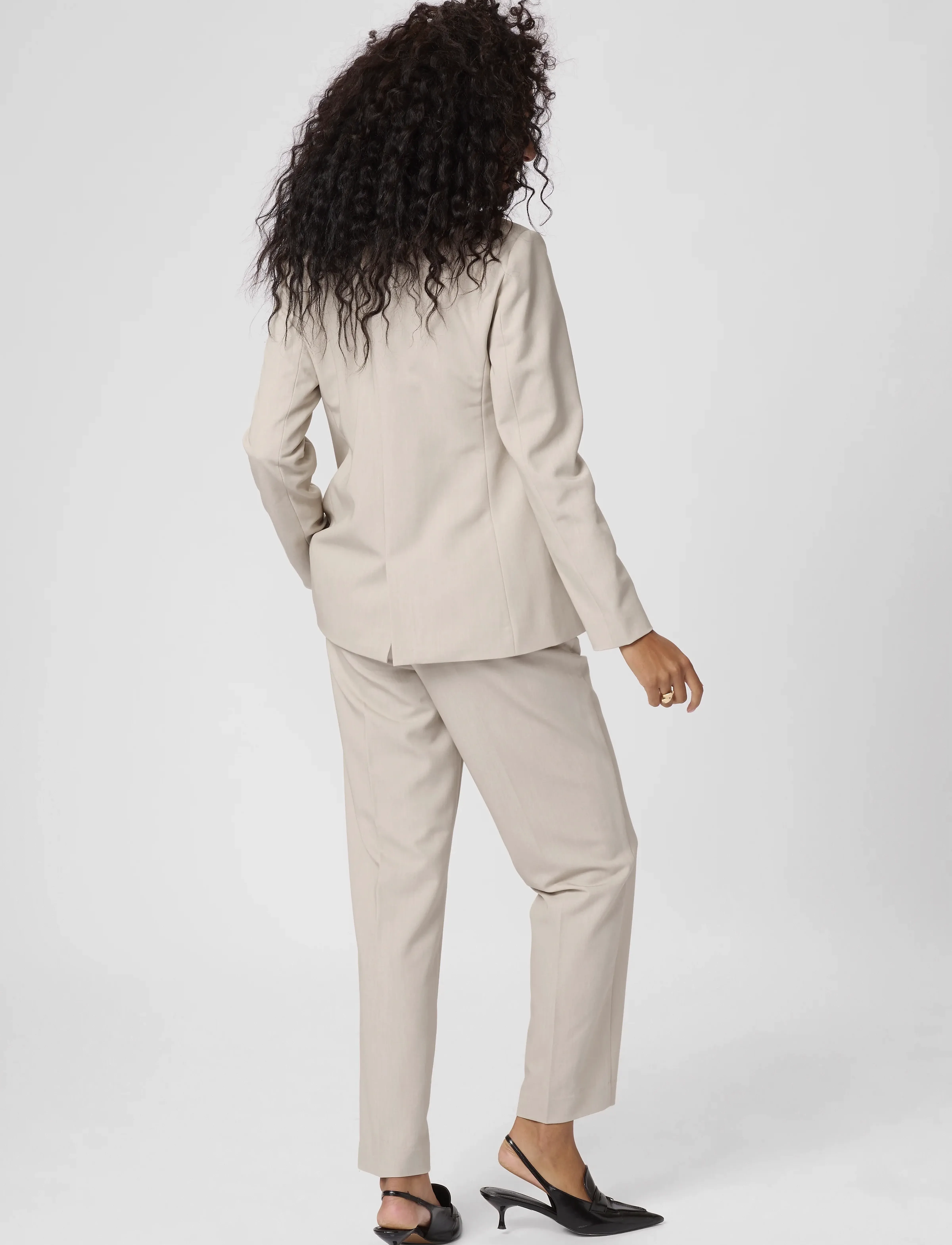 Kaffe - KAsakura HW Zipper Pants - straight leg hosen - feather gray melange - 4