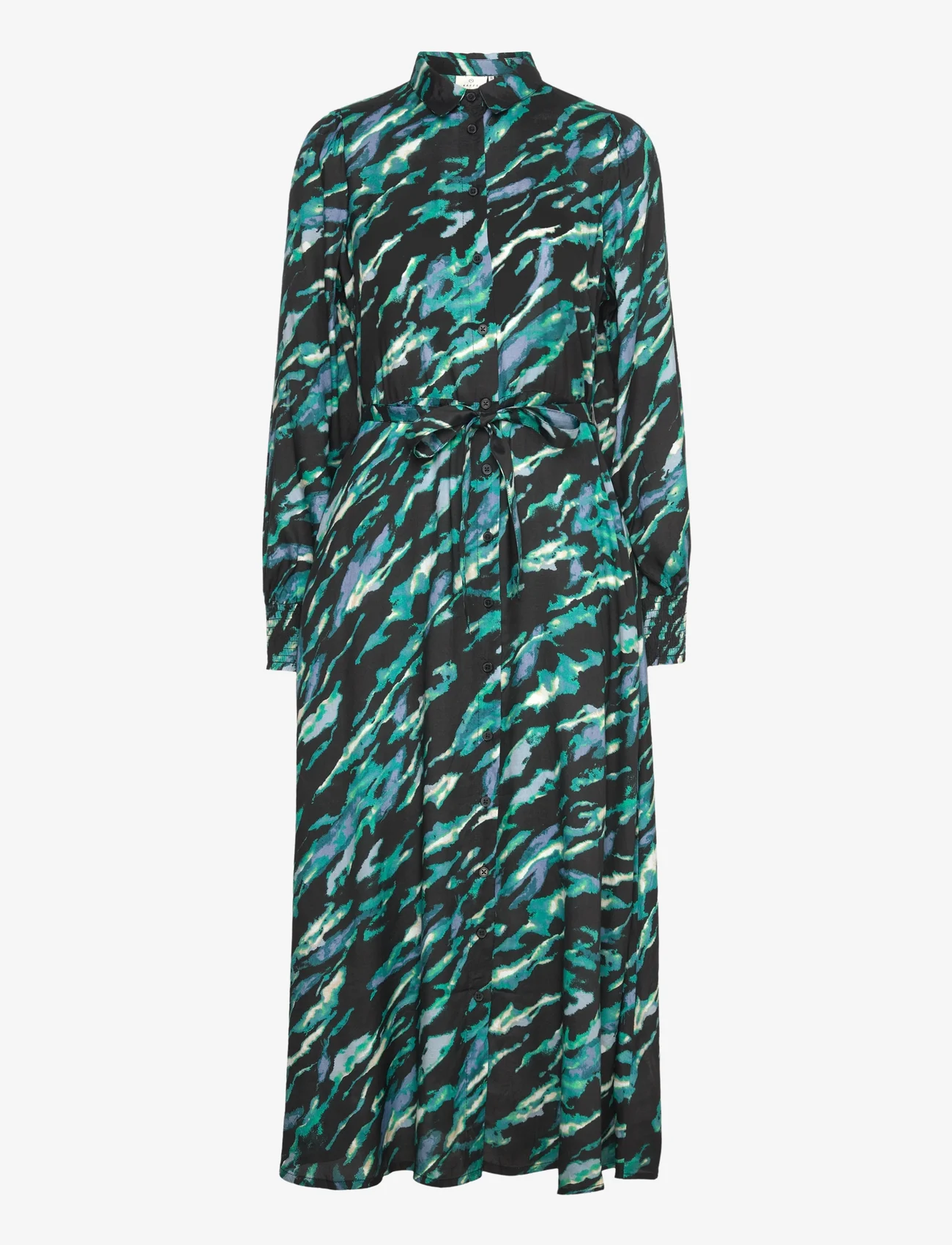Kaffe - KApollie Oline Dress - sukienki koszulowe - black/blue/green abstr. animal - 0