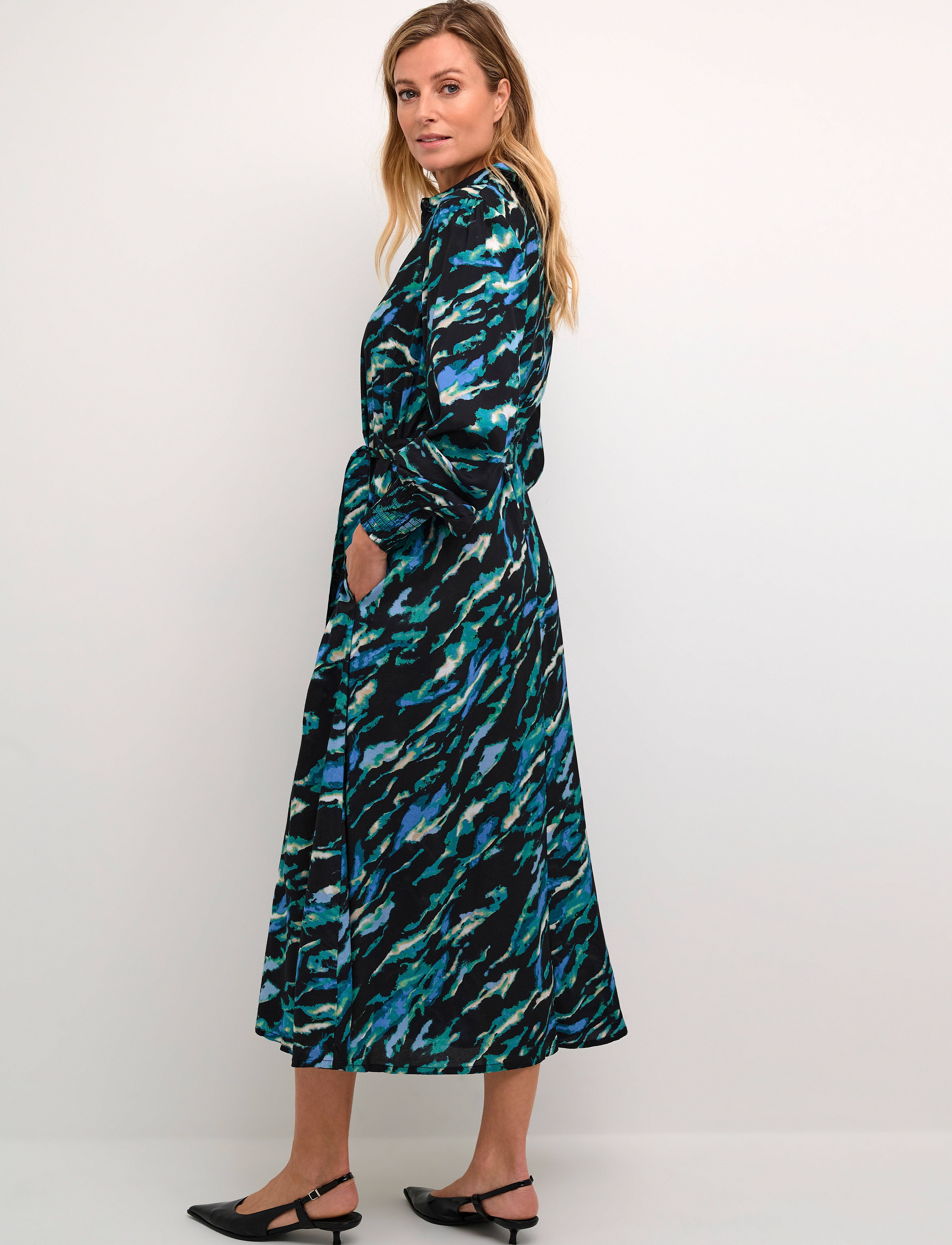 Kaffe - KApollie Oline Dress - black/blue/green abstr. animal - 4