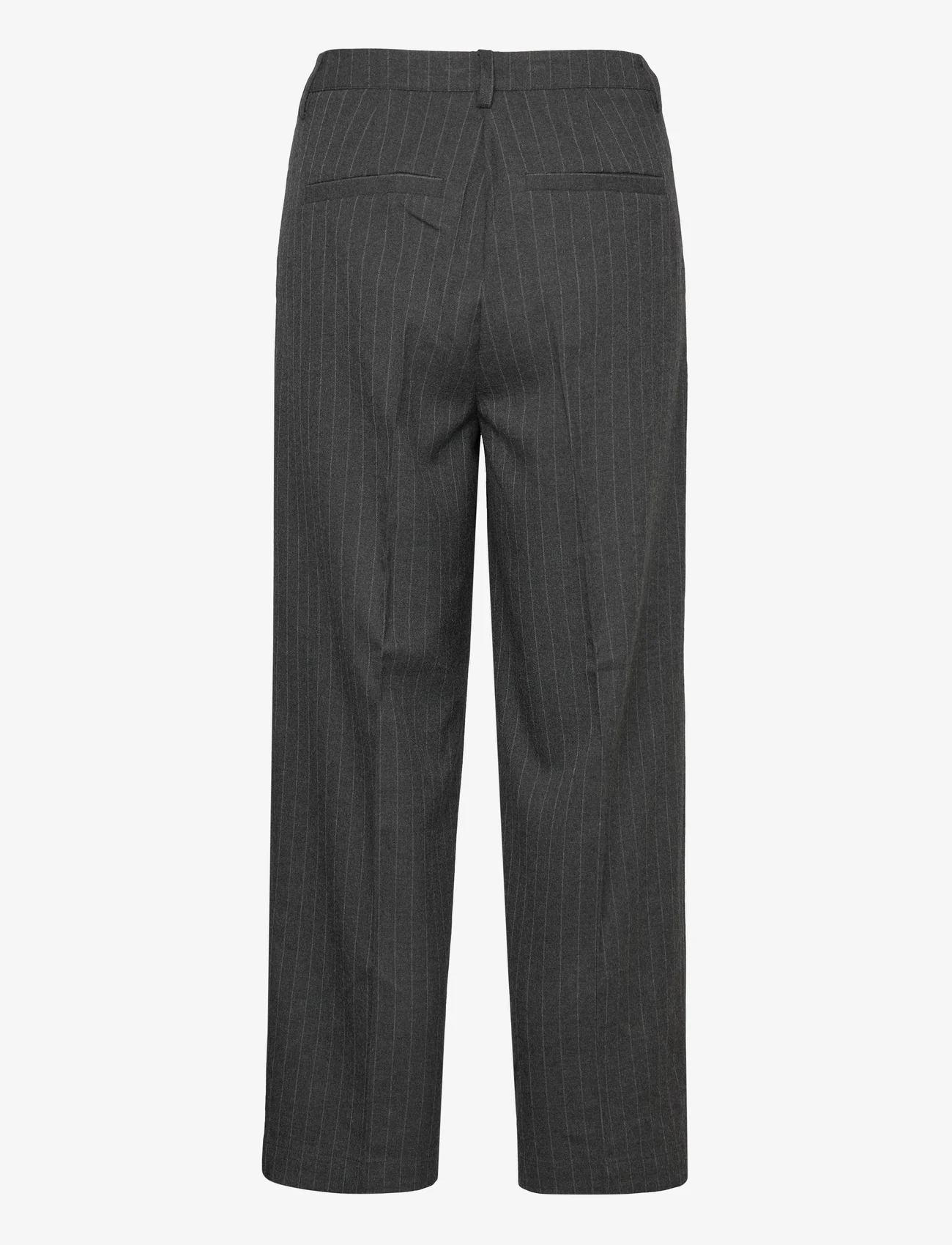 Kaffe - KAtya Wide Pants Cropped - vide bukser - dark grey melange stripe - 1