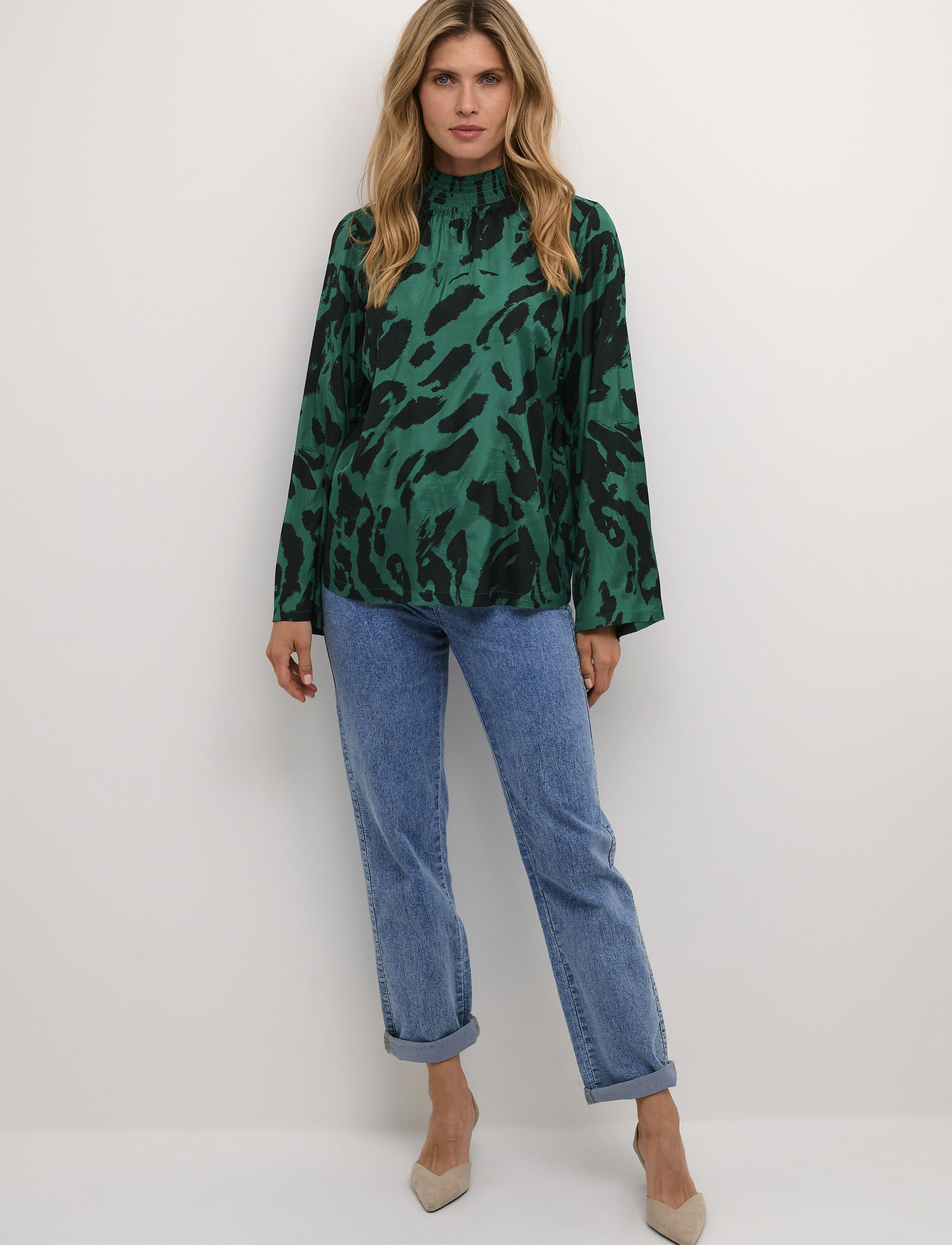 Kaffe - KApollie Blouse - langærmede bluser - black/aventurine leo - 3