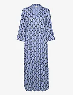 KAkarina Amber Dress Long - BLUE/BLACK GRAPHIC PRINT