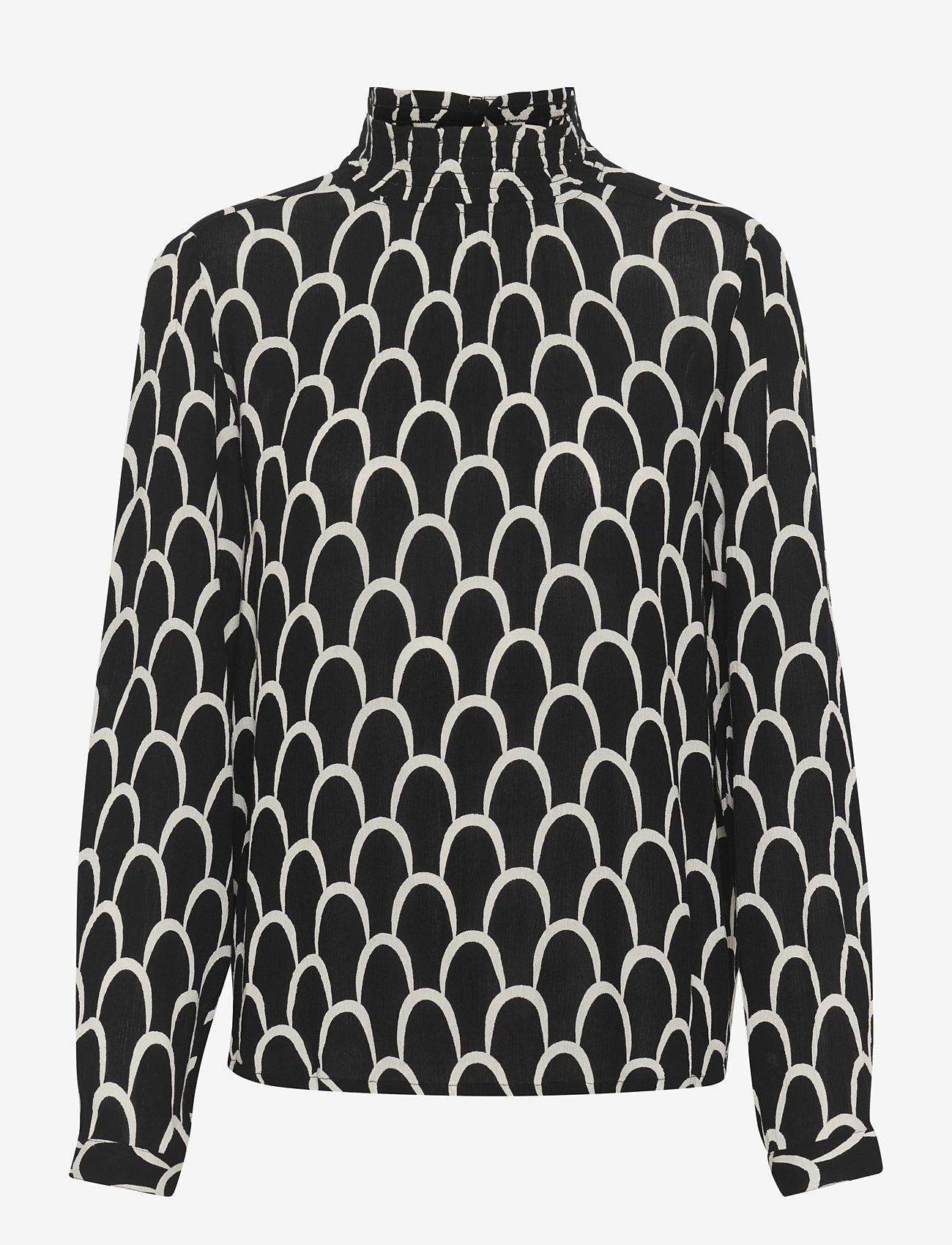 Kaffe - KAkarina Amber Smock Blouse - long-sleeved blouses - black and white graphic print - 0