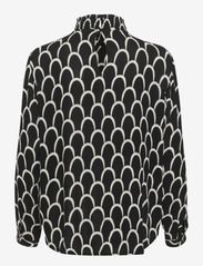 Kaffe - KAkarina Amber Smock Blouse - long-sleeved blouses - black and white graphic print - 1