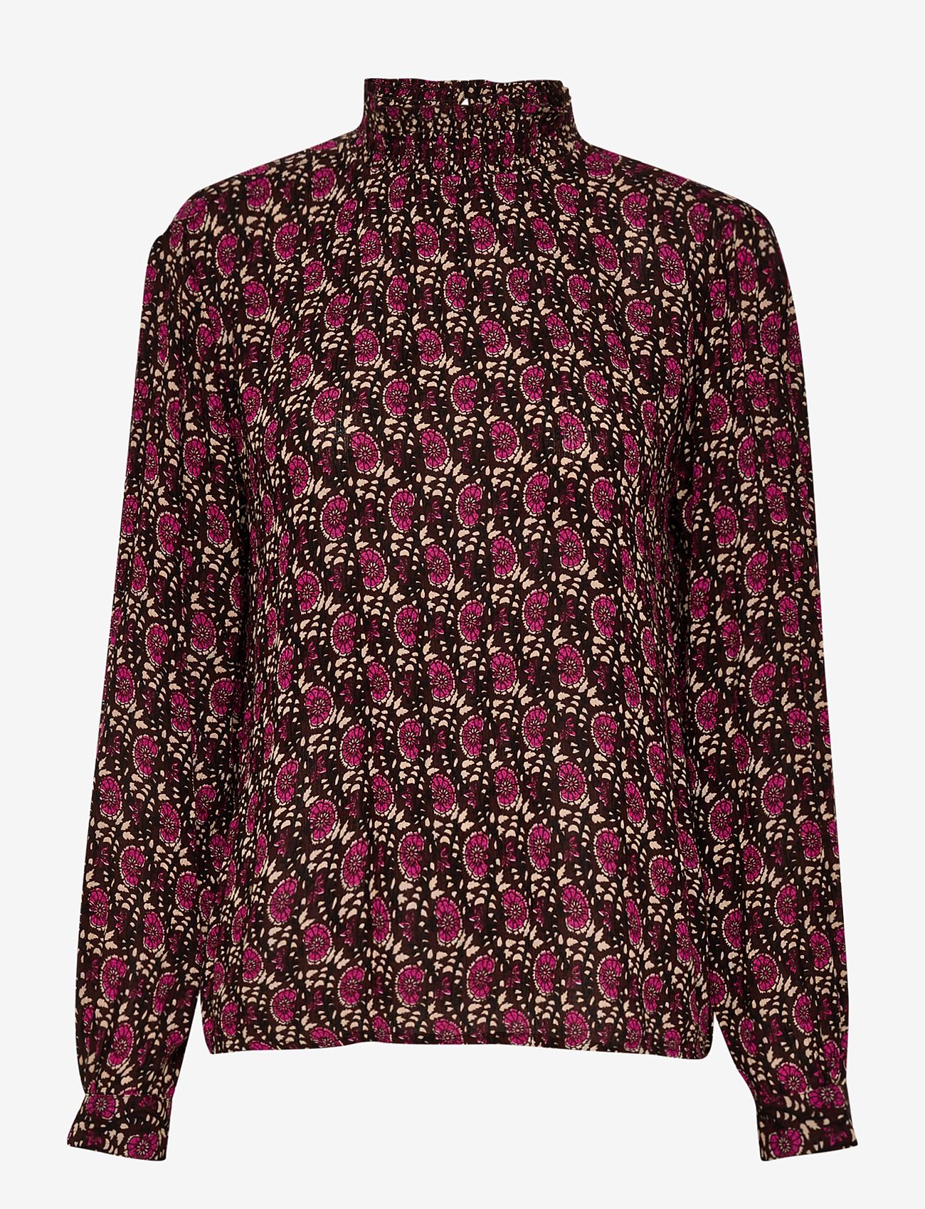 Kaffe - KAkarina Amber Smock Blouse - long-sleeved blouses - pink flower and leaf print - 0