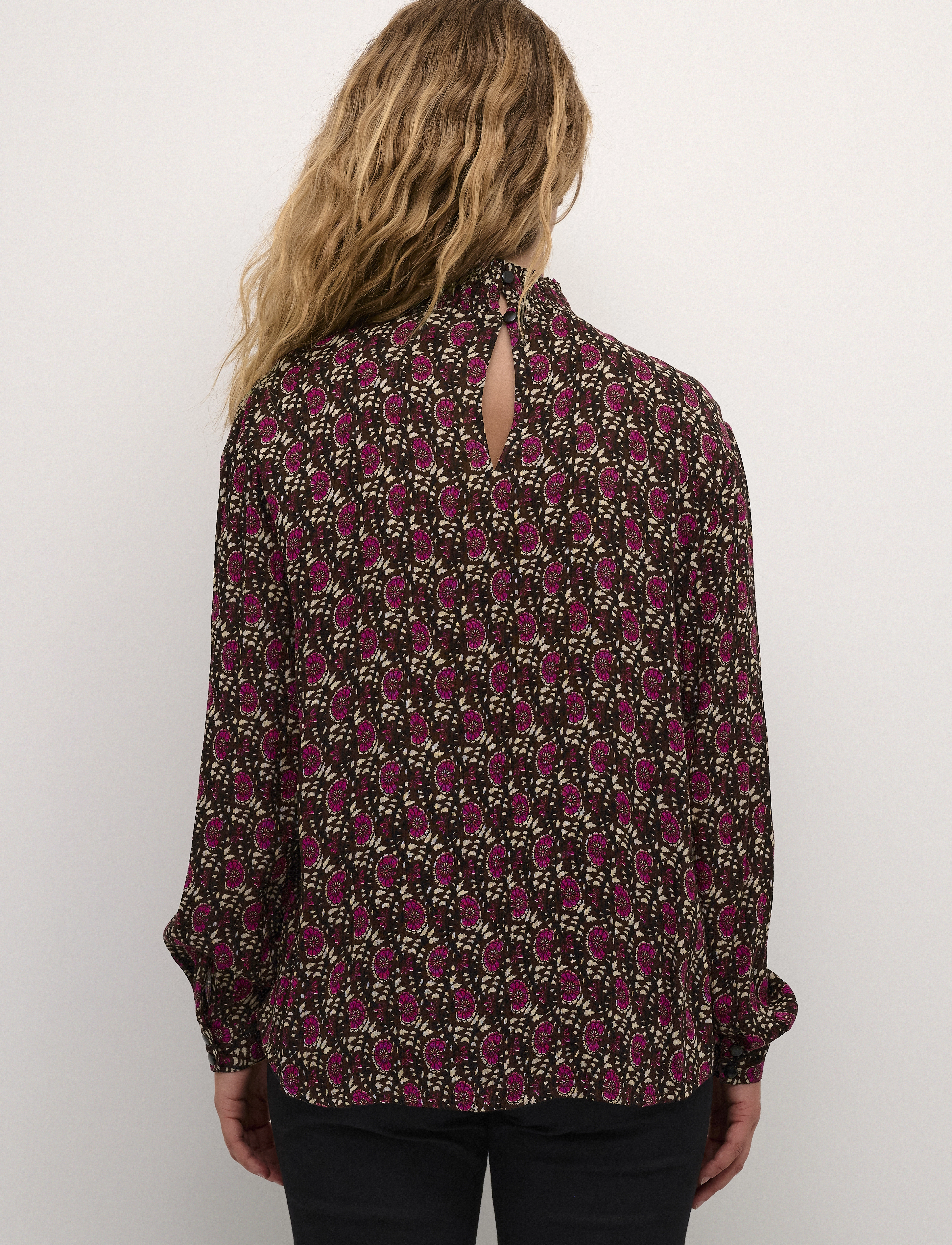 Kaffe - KAkarina Amber Smock Blouse - pink flower and leaf print - 4