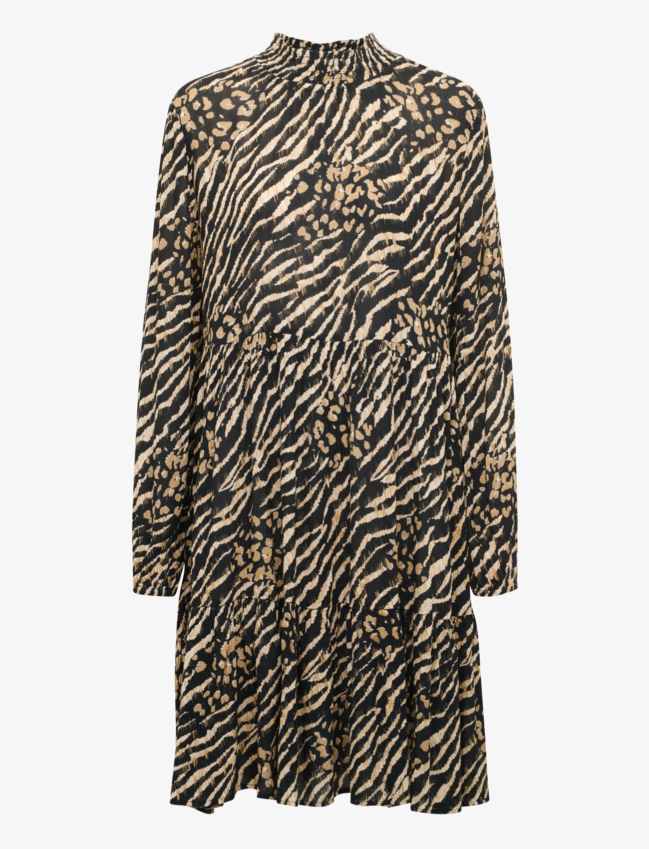 Kaffe - KAamber Smock Dress Printed - midi kjoler - black and brown animal print - 1