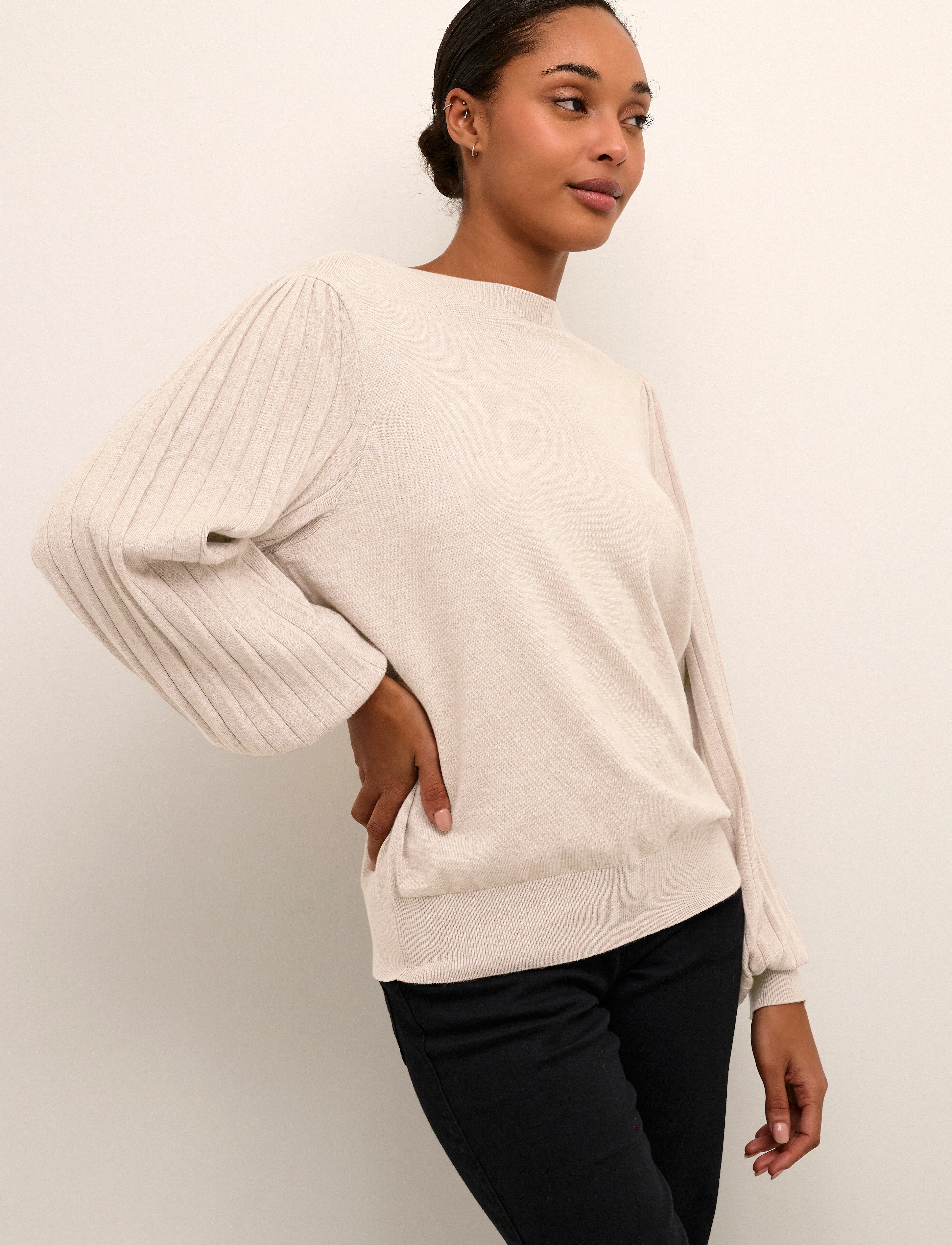 Kaffe KAlone Knit Pullover - Kaffe - CLASSIC SAND MELANGE / beige