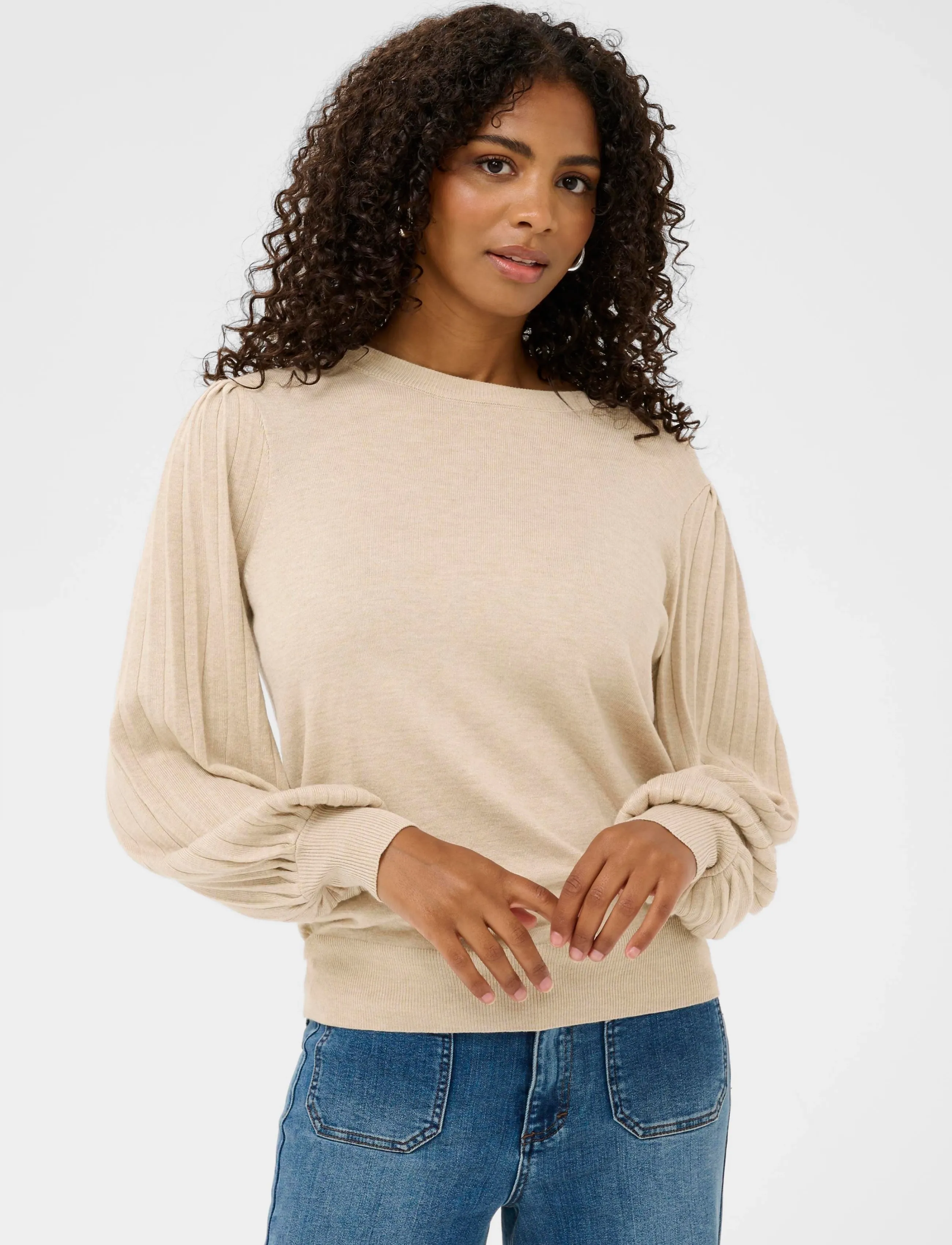 Kaffe Kalone Knit Pullover, XXL, Knitwear, Beige - Jumpers, Frauen