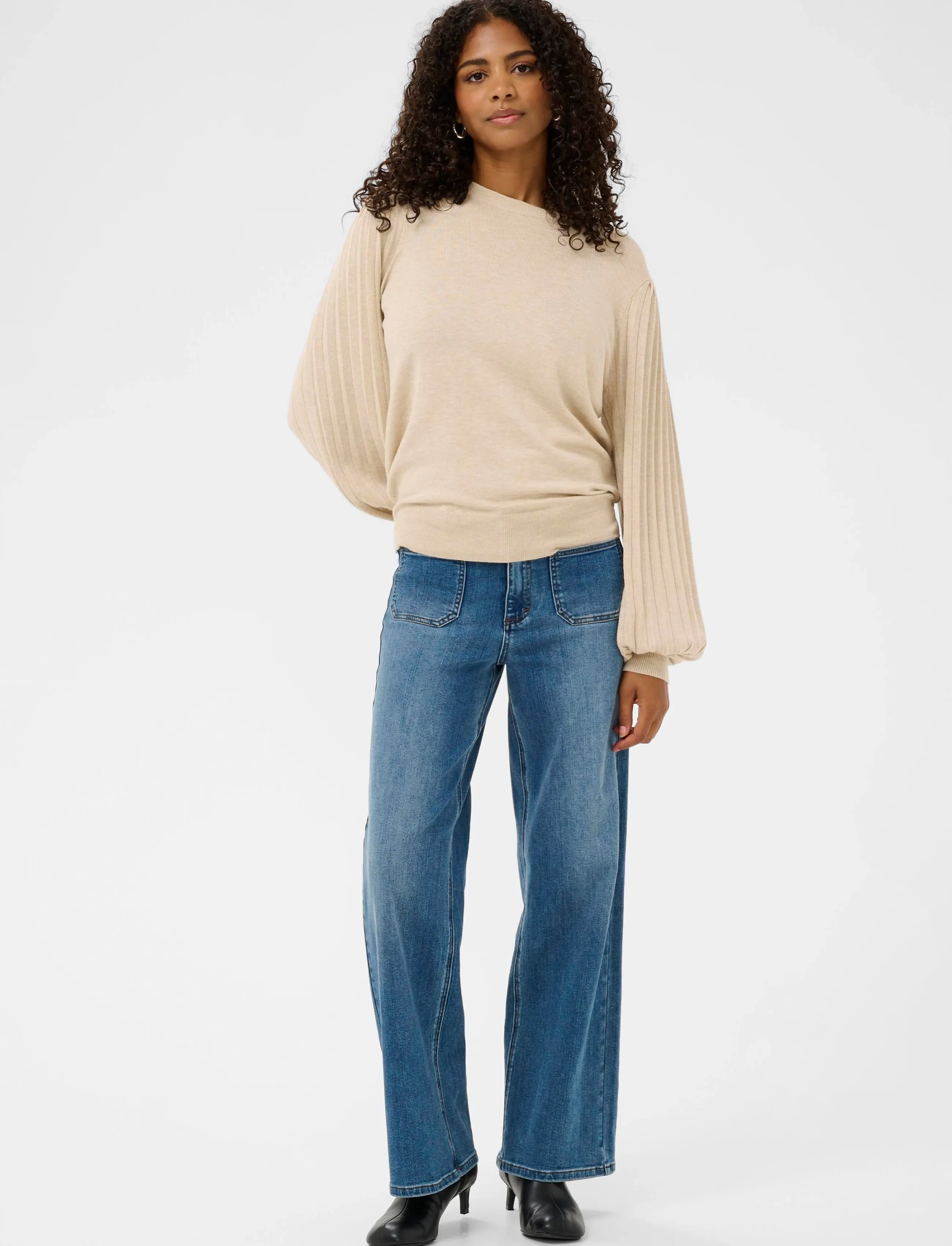 Kaffe - KAlone Knit Pullover - jumpers - feather gray melange - 5