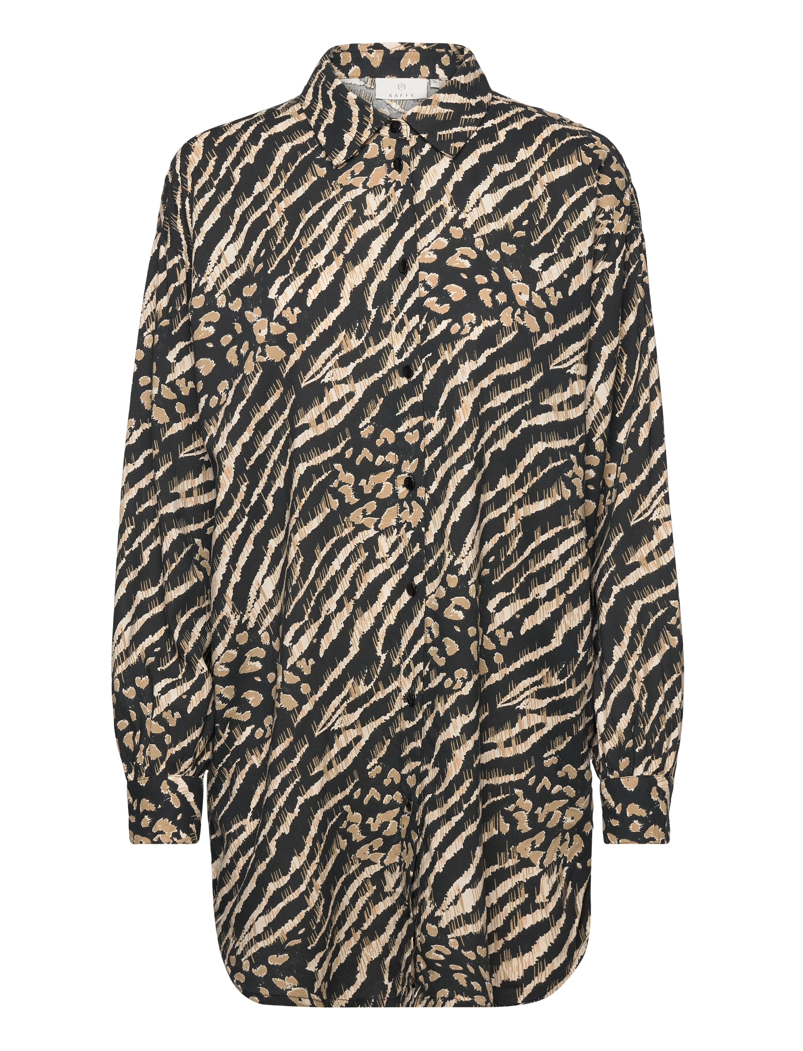 Kaffe - KAditte Shirt - langärmlige hemden - black and brown animal print - 1