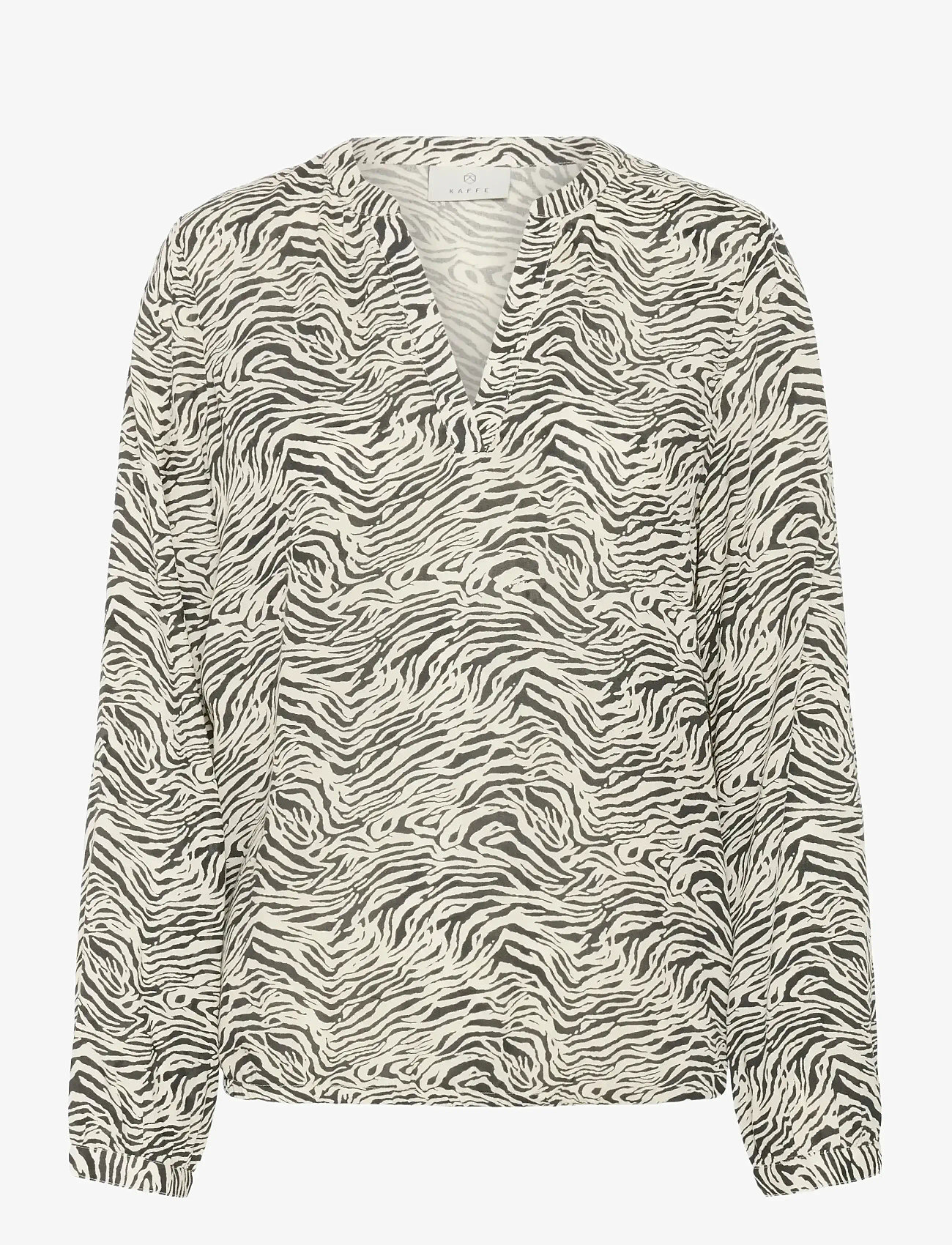 Kaffe - KAditte Blouse - langærmede bluser - black oyster/turtledove animal - 0