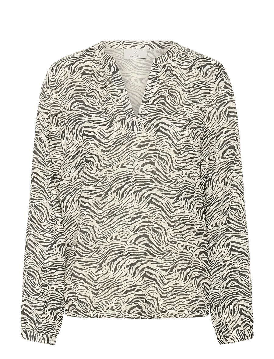 Kaffe - KAditte Blouse - pikkade varrukatega pluusid - black oyster/turtledove animal - 1