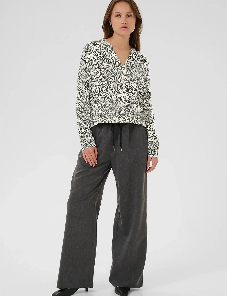 Kaffe - KAditte Blouse - pikkade varrukatega pluusid - black oyster/turtledove animal - 3
