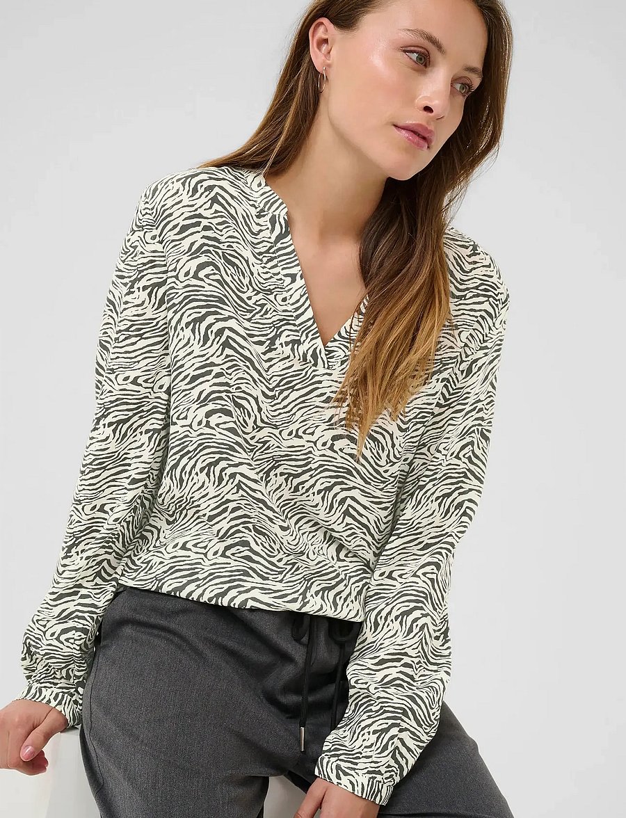 Kaffe - KAditte Blouse - pikkade varrukatega pluusid - black oyster/turtledove animal - 5
