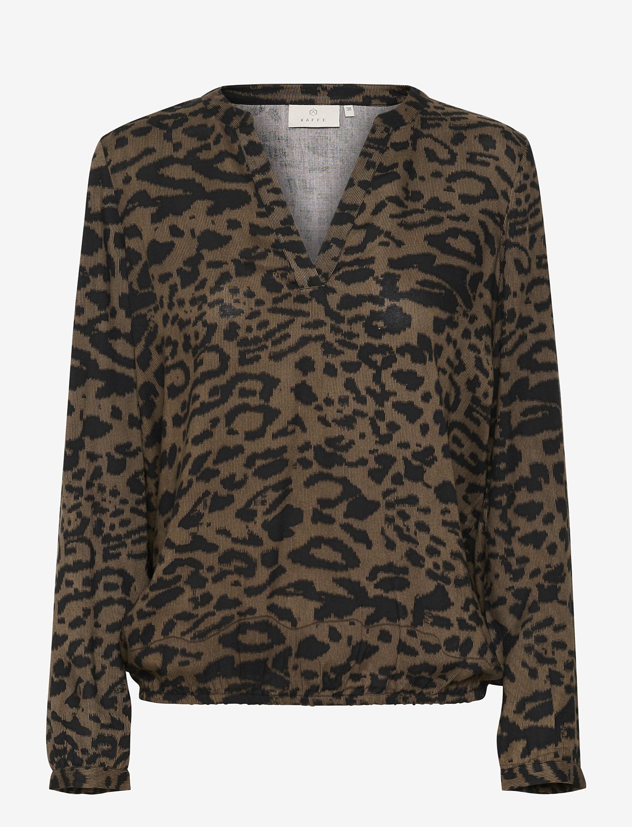 Kaffe - KAditte Blouse - langærmede bluser - major brown/black leopard - 0