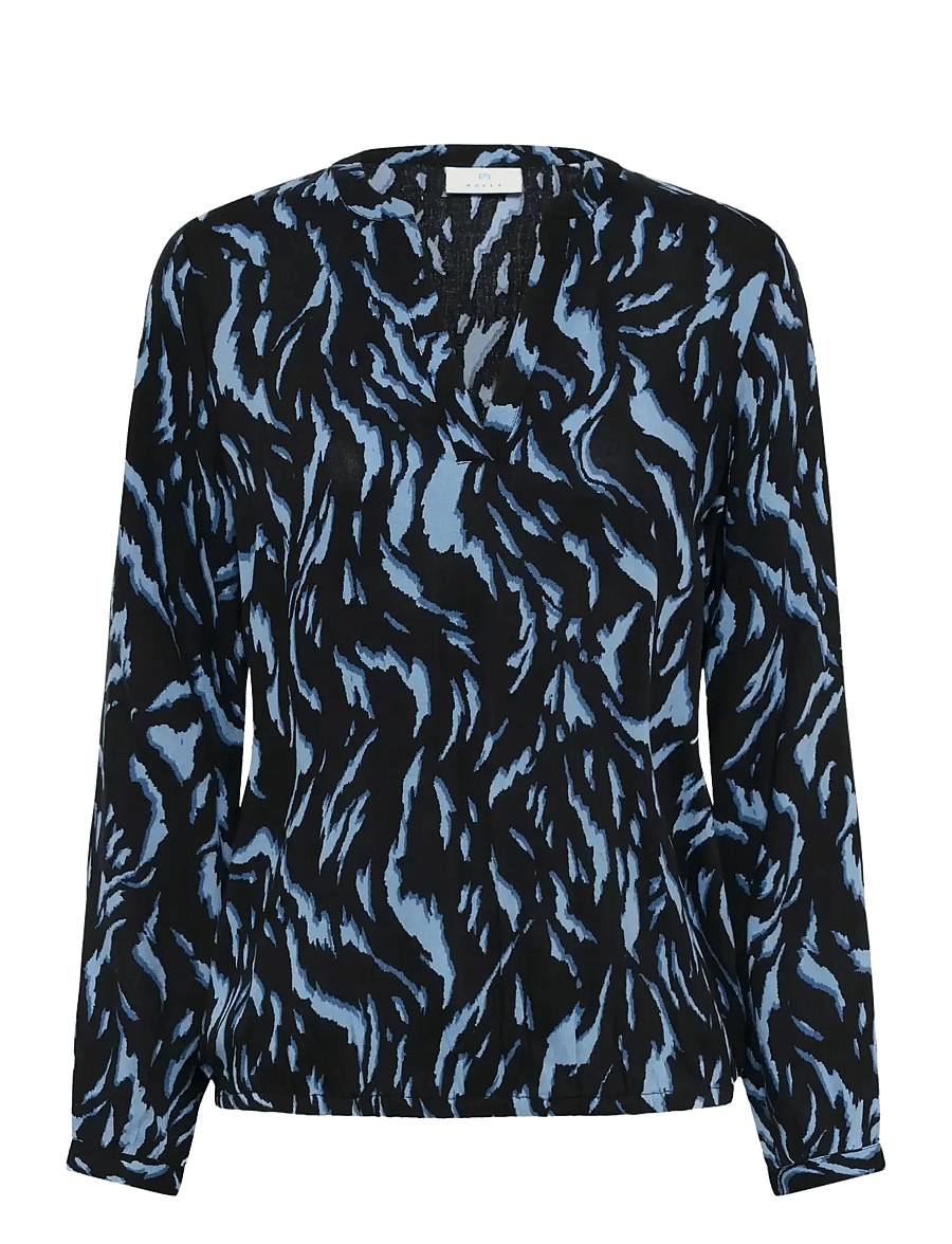 Kaffe - KAditte Blouse - pikkade varrukatega pluusid - black/bering sea graphicanimal - 0