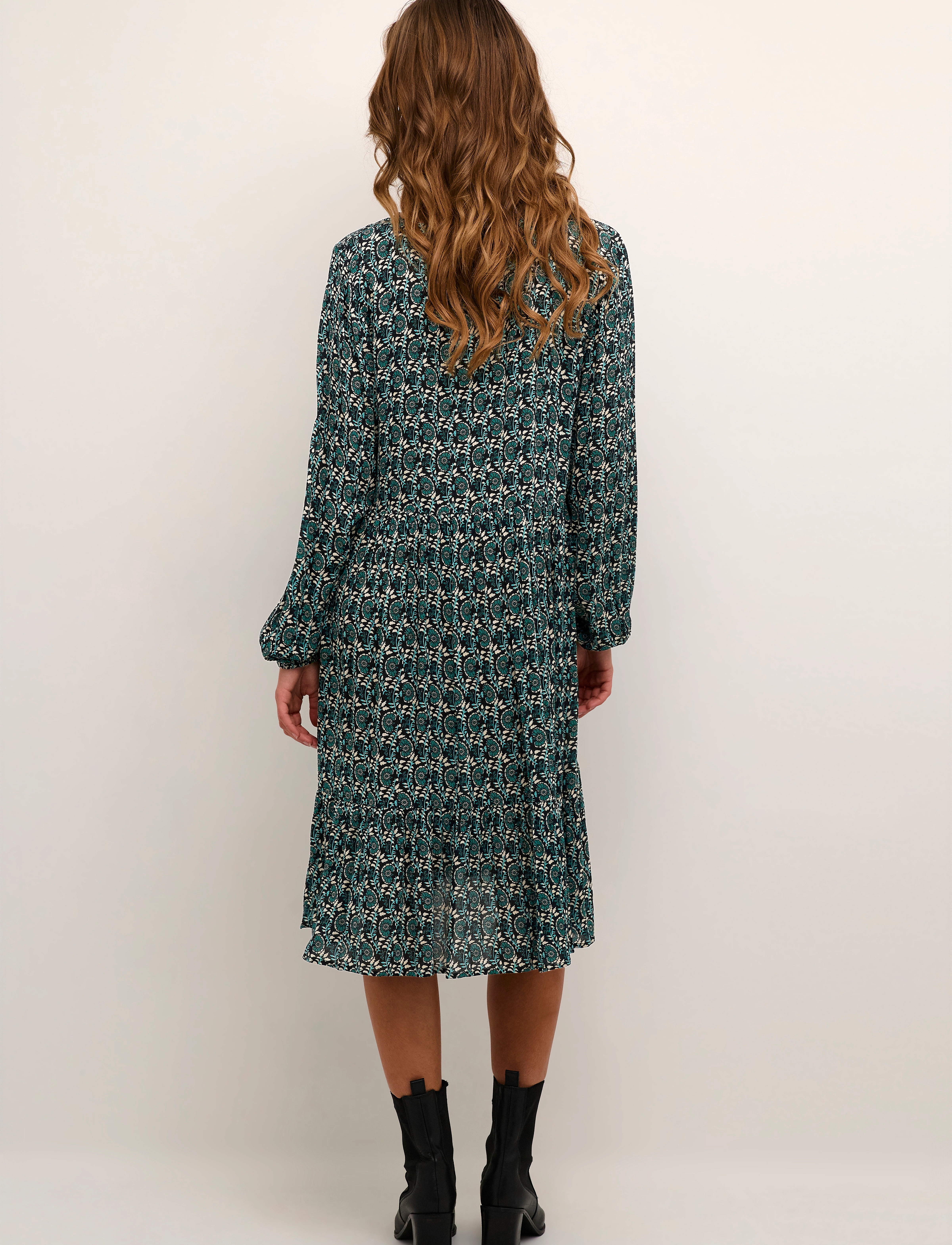 Kaffe - KAkarina Amber Dress - green flower and leaf print - 4
