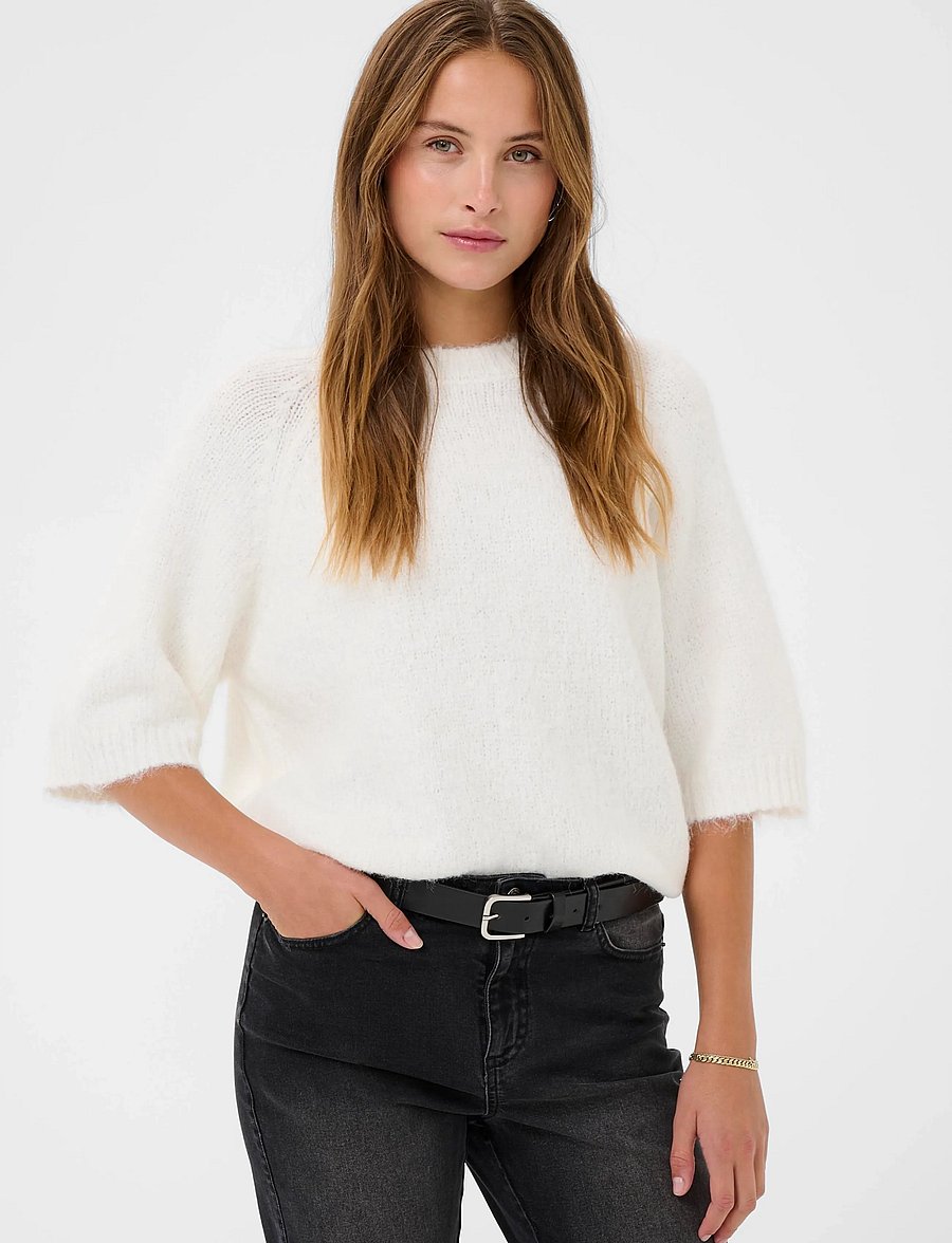Kaffe - KAemilie Cropped Knit Pullover - stickade tröjor - chalk - 0