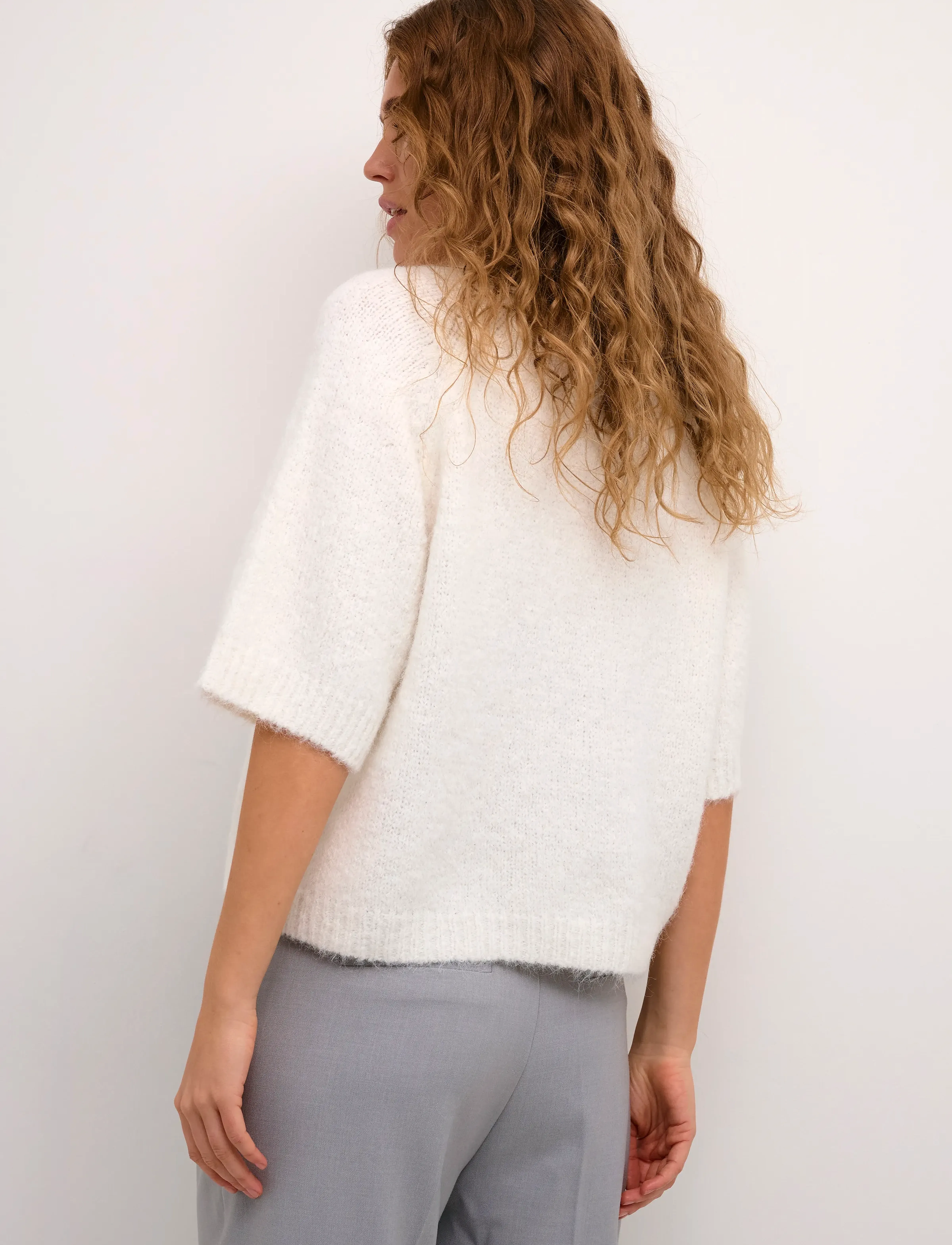 Kaffe - KAemilie Cropped Knit Pullover - pullover - chalk - 4