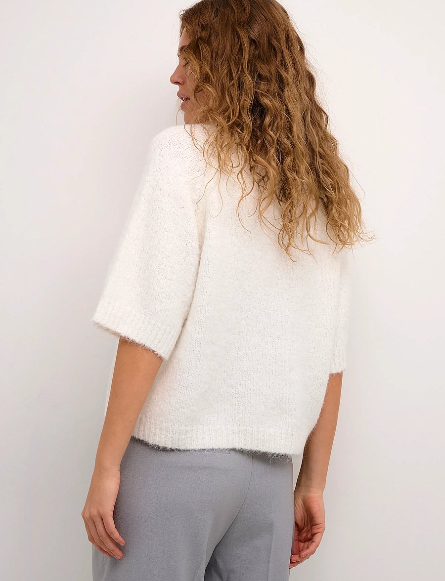 Kaffe - KAemilie Cropped Knit Pullover - stickade tröjor - chalk - 4