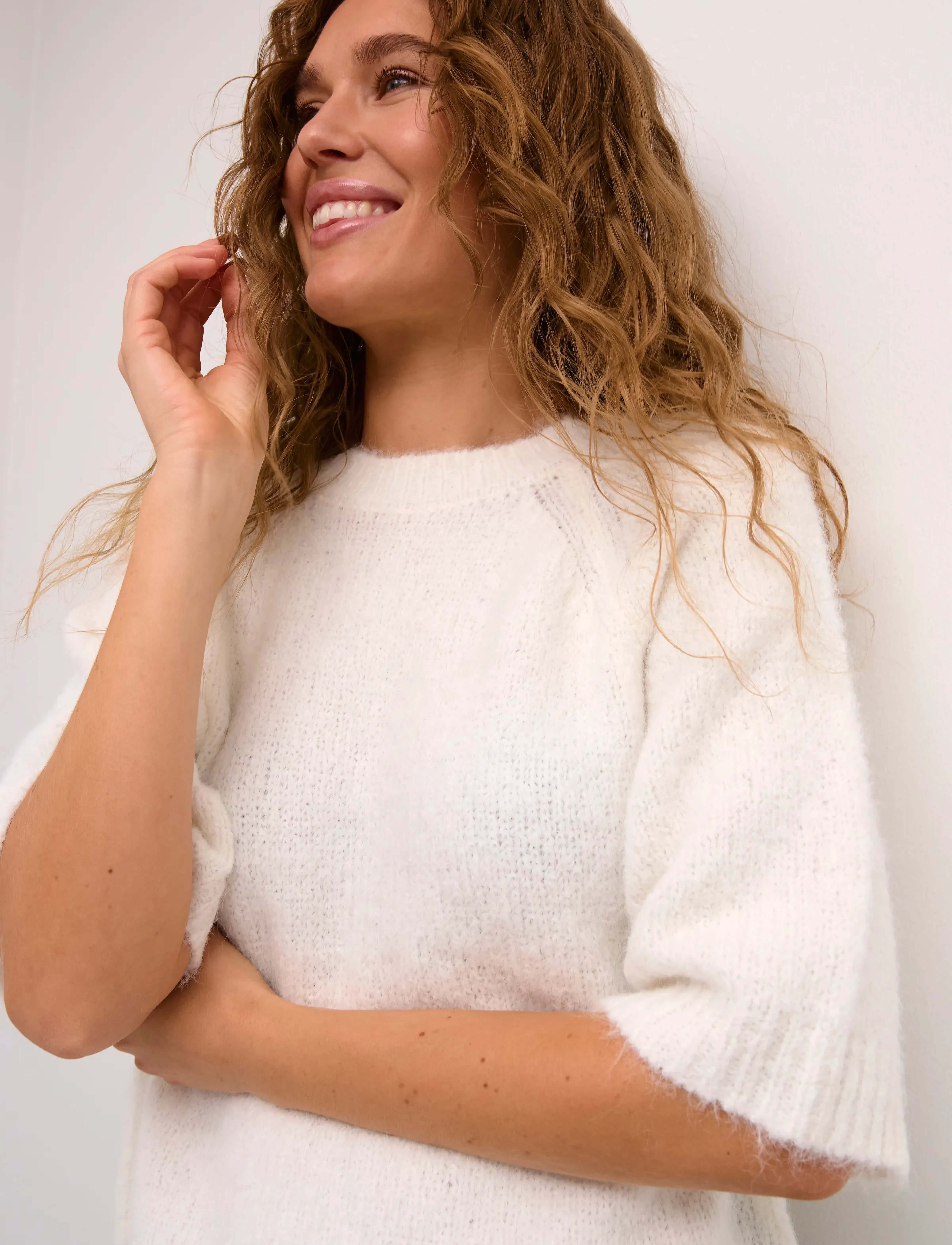 Kaffe - KAemilie Cropped Knit Pullover - pullover - chalk - 5