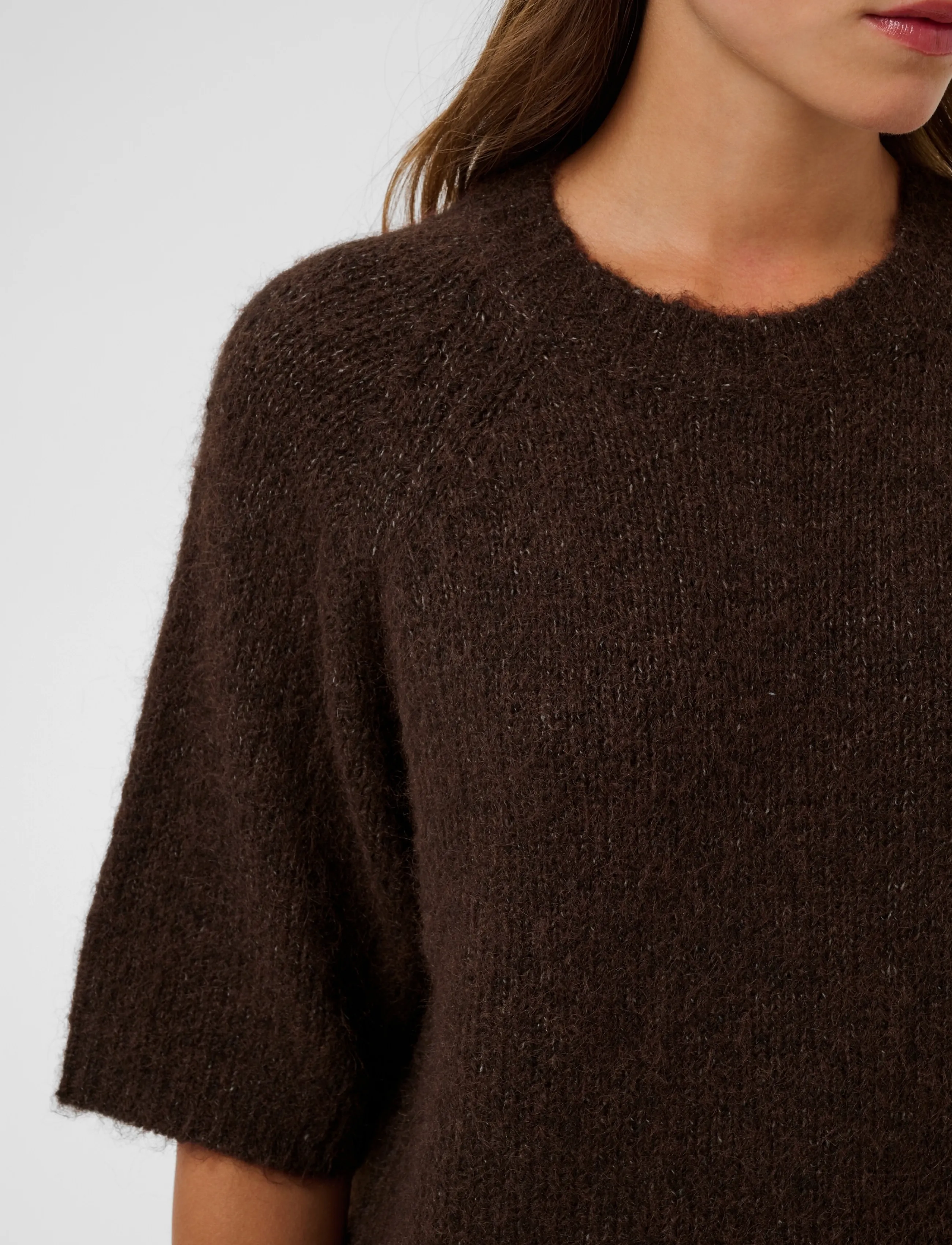 Kaffe - KAemilie Cropped Knit Pullover - striktrøjer - coffee bean - 5