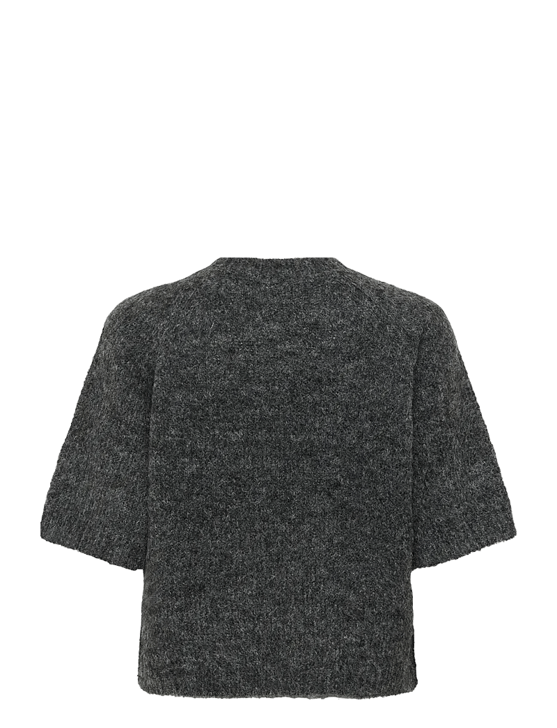 Kaffe - KAemilie Cropped Knit Pullover - stickade tröjor - dark grey melange - 2