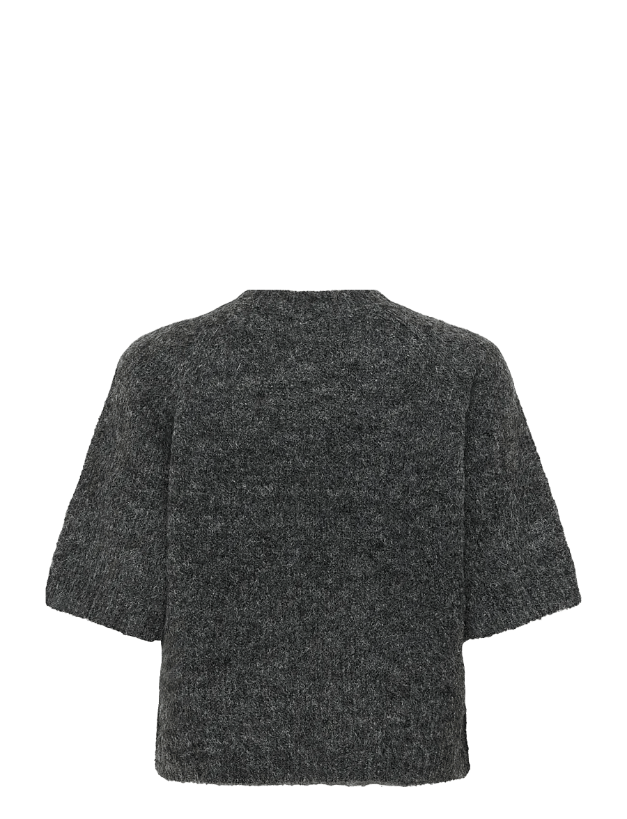 Kaffe - KAemilie Cropped Knit Pullover - jumpers - dark grey melange - 2