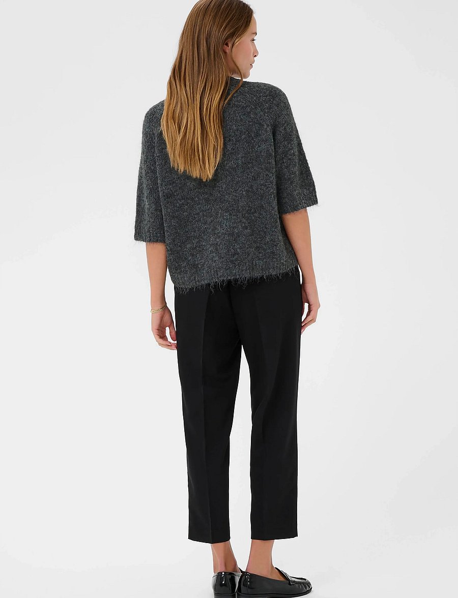 Kaffe - KAemilie Cropped Knit Pullover - jumpers - dark grey melange - 5