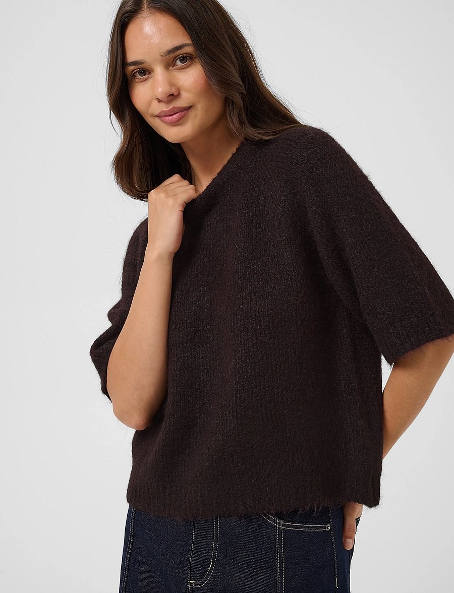 Kaffe - KAemilie Cropped Knit Pullover - pullover - fudge melange - 5