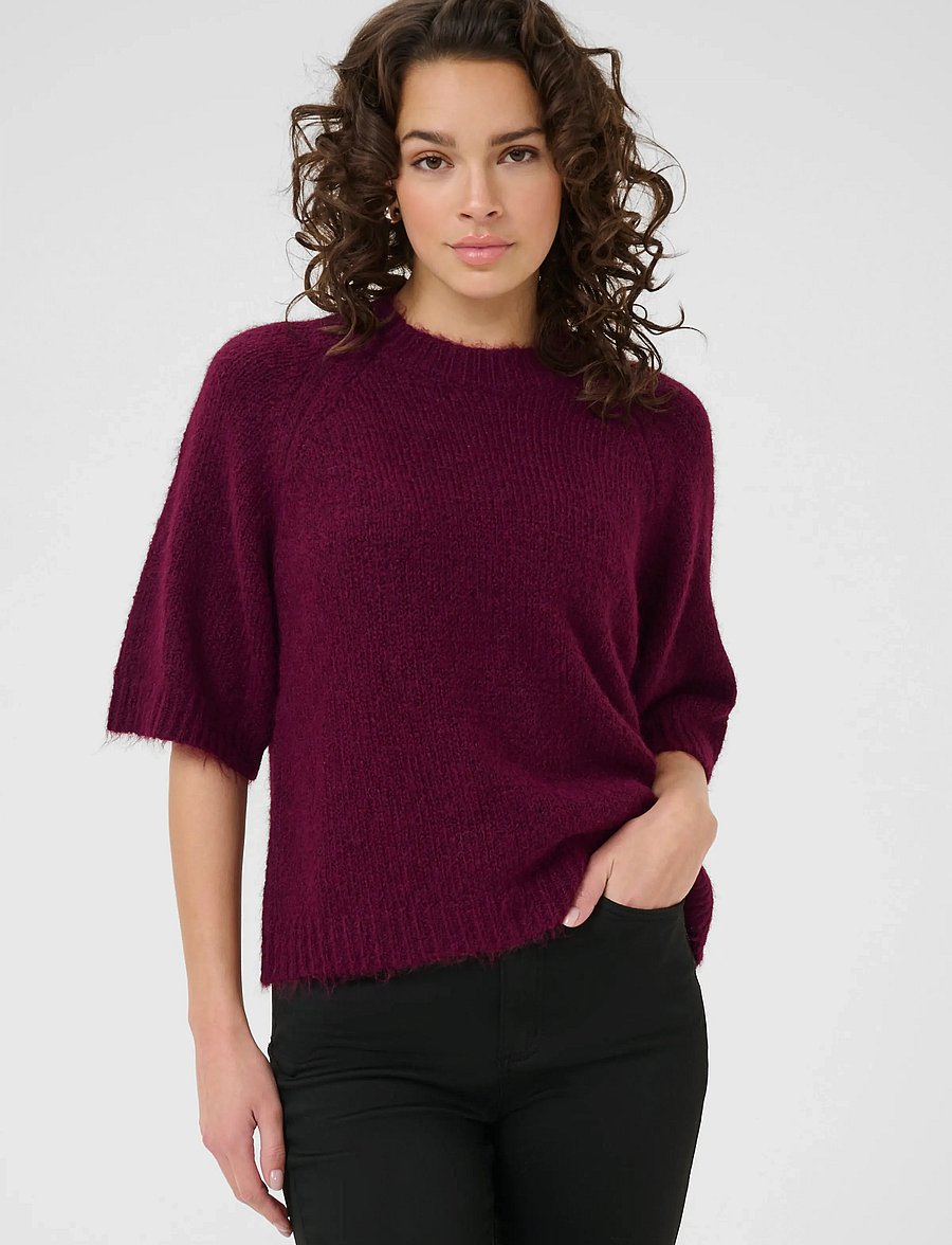 Kaffe - KAemilie Cropped Knit Pullover - pullover - windsor wine - 0