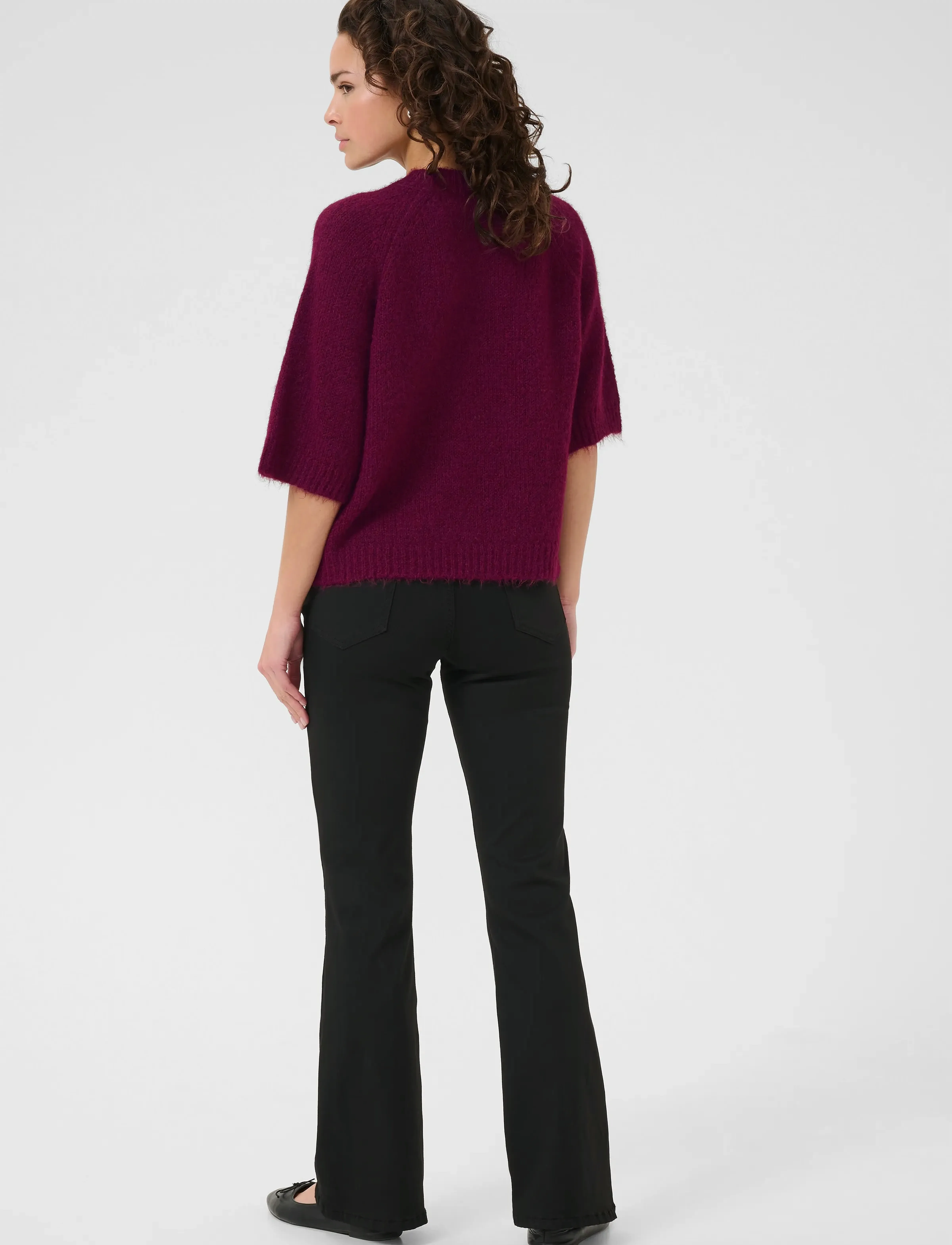 Kaffe - KAemilie Cropped Knit Pullover - neulepuserot - windsor wine - 4