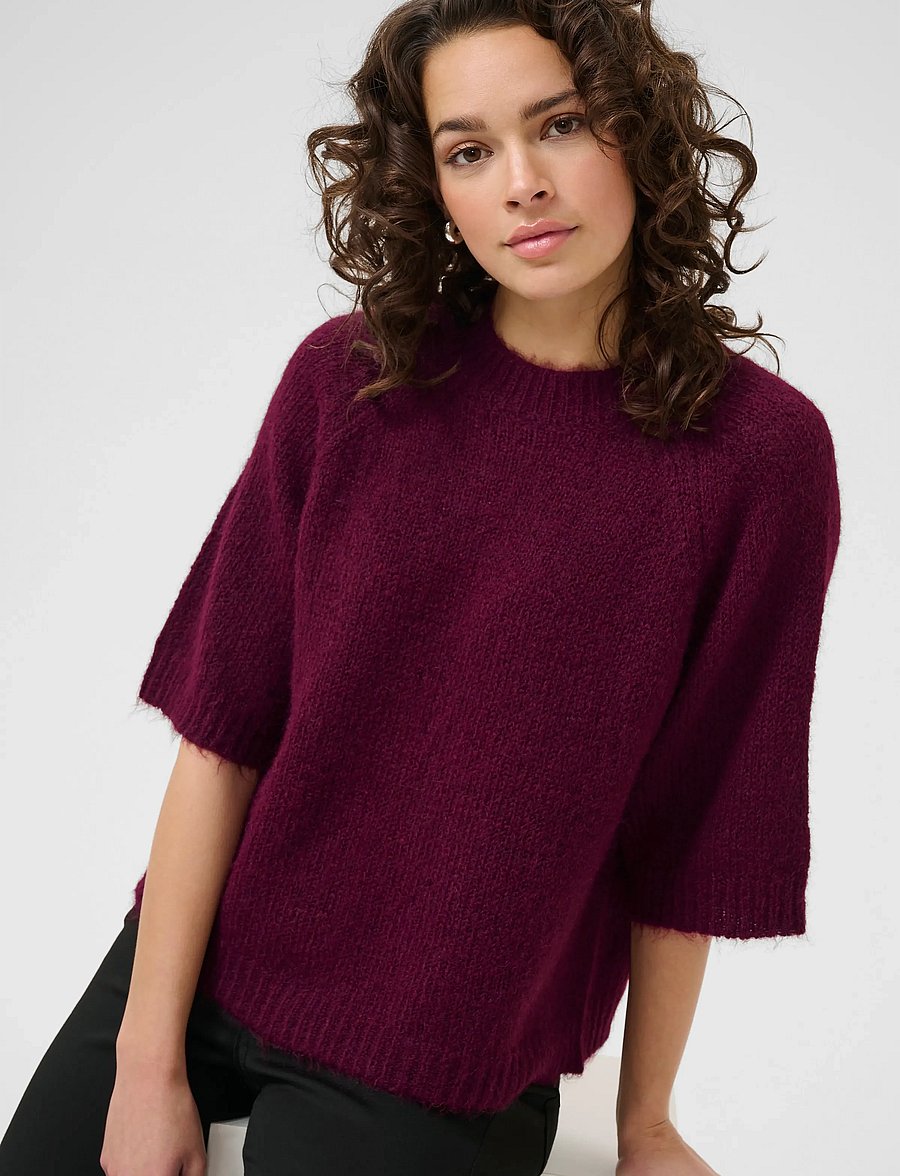 Kaffe - KAemilie Cropped Knit Pullover - pullover - windsor wine - 5