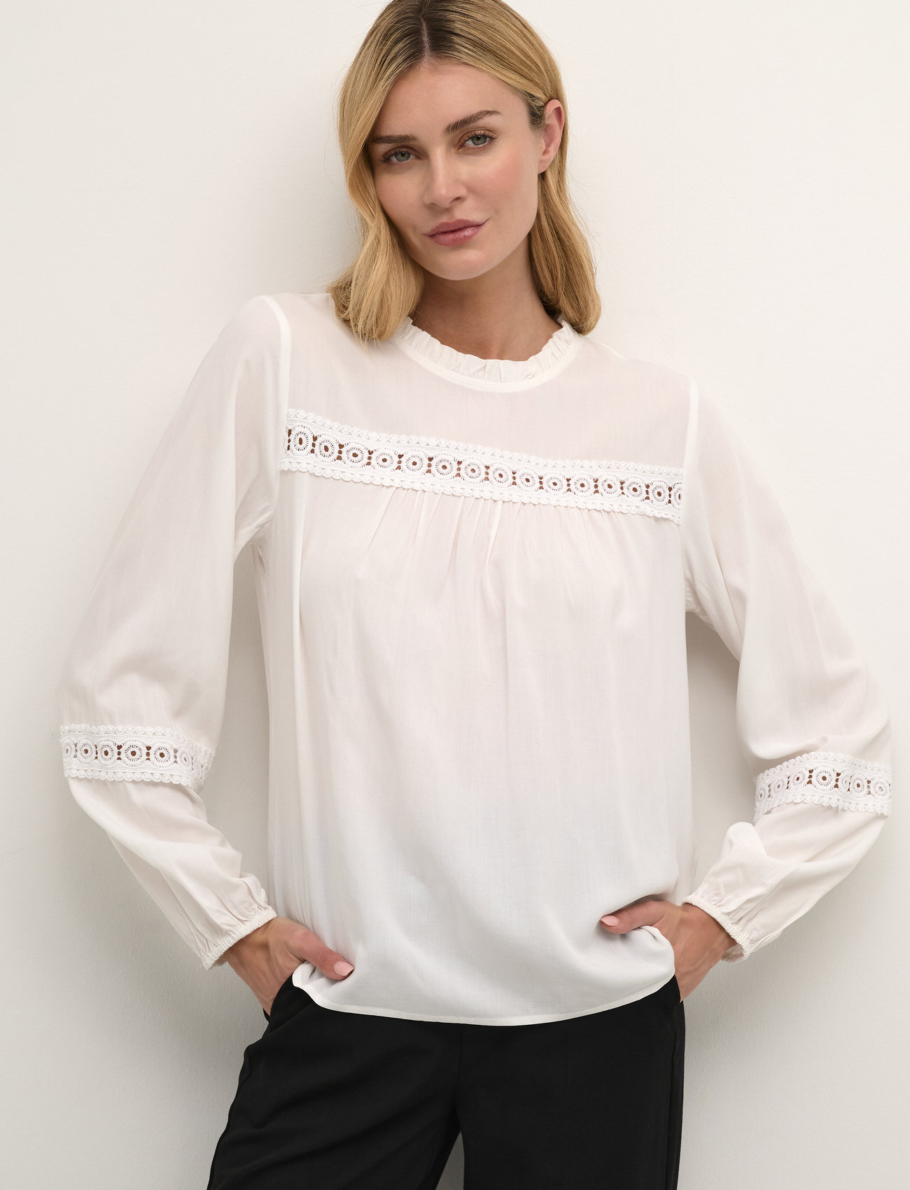 Kaffe - KAfreya Blouse - pikkade varrukatega pluusid - chalk - 1